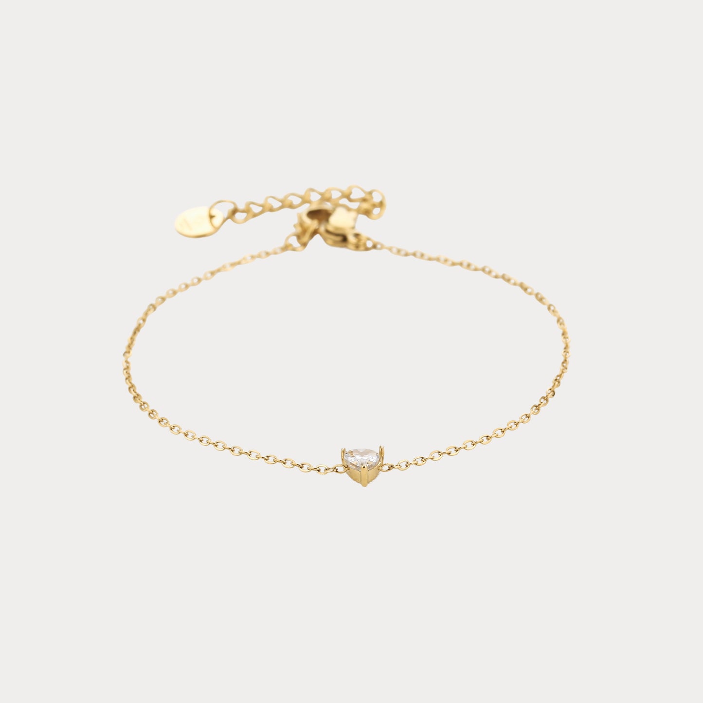 Small Heart Stone Bracelet - gold