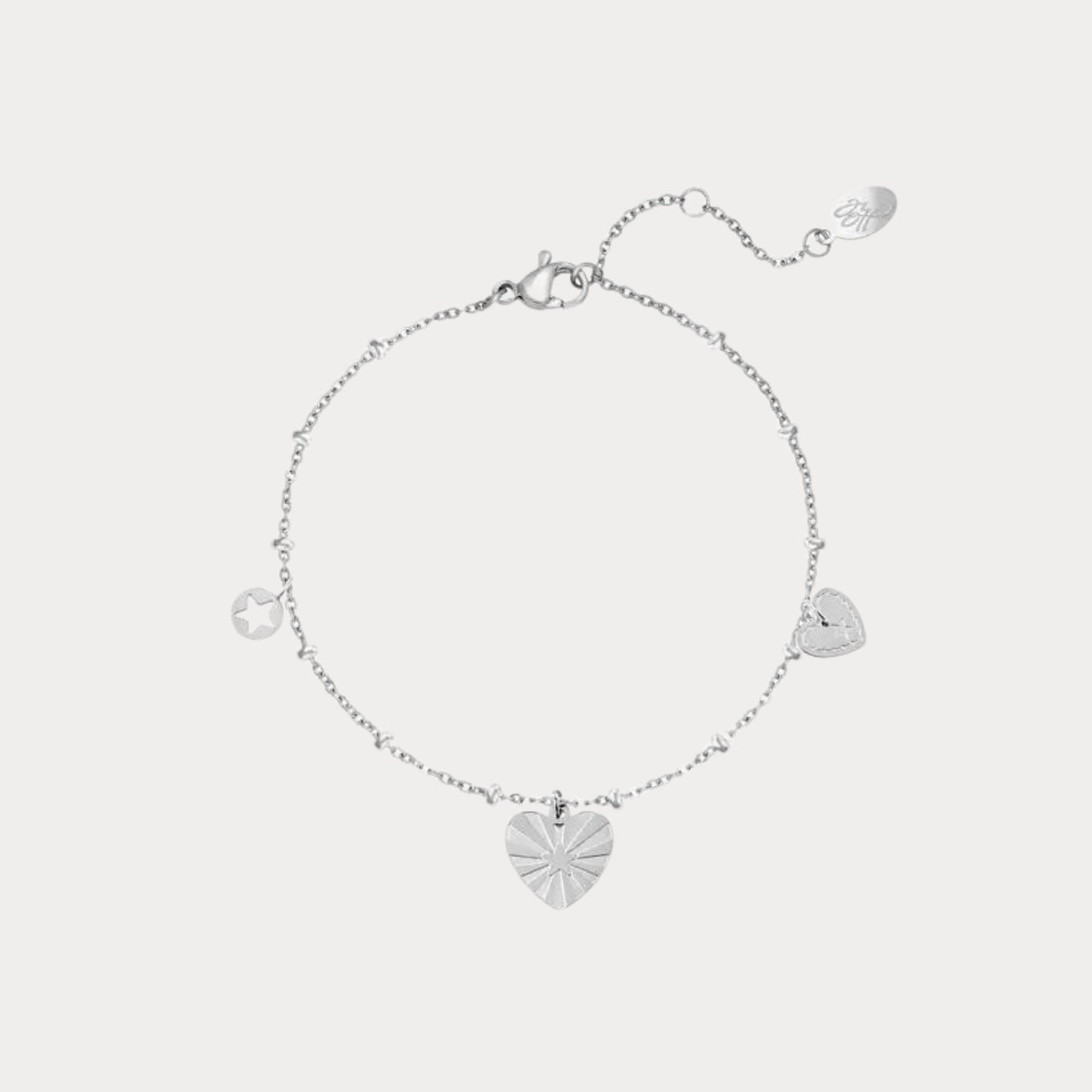Trio Hearted Bracelet - silver