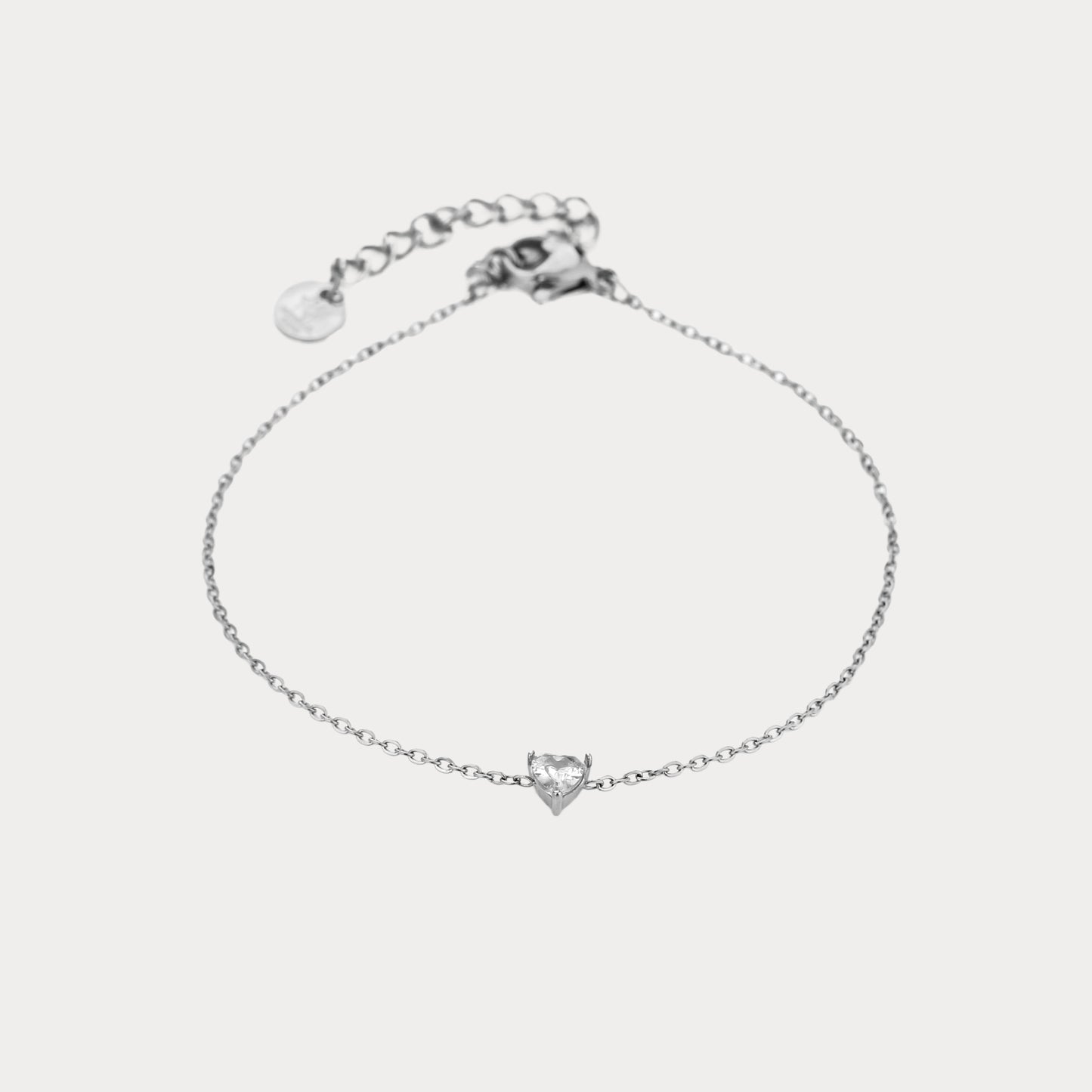 Small Heart Stone Bracelet - silver