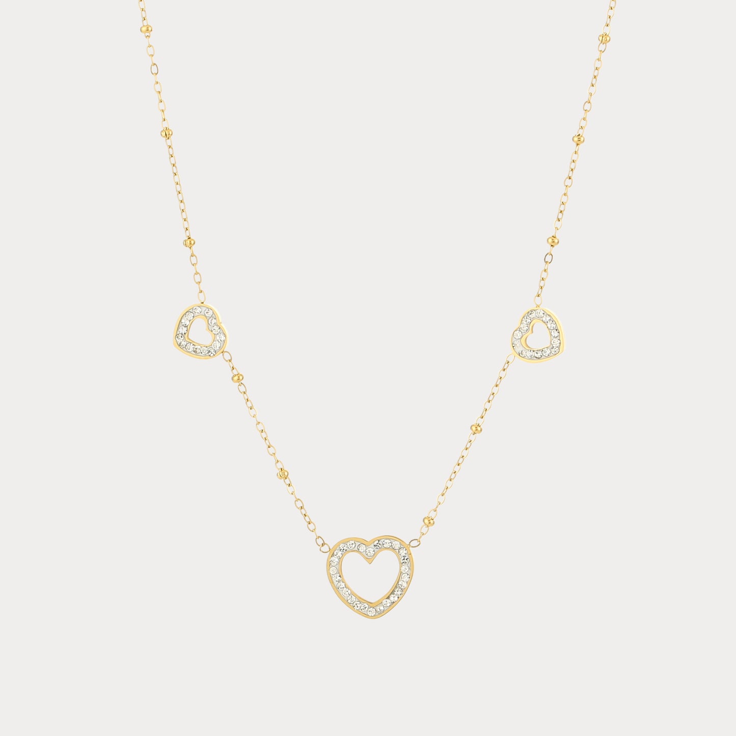 Trio Strass Necklace - gold