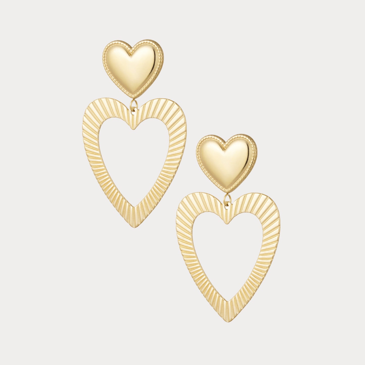 Double Heart Earrings - gold