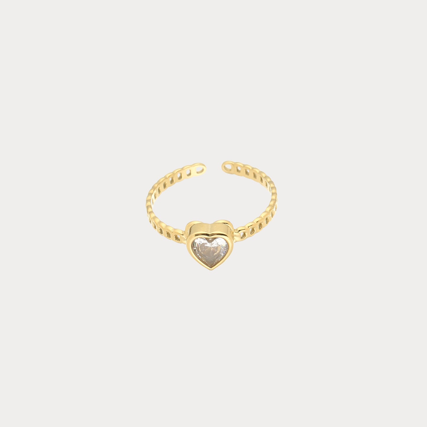 Clear Heart Ring - gold
