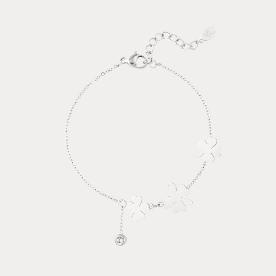 Bracelet Clover And Stone - silver