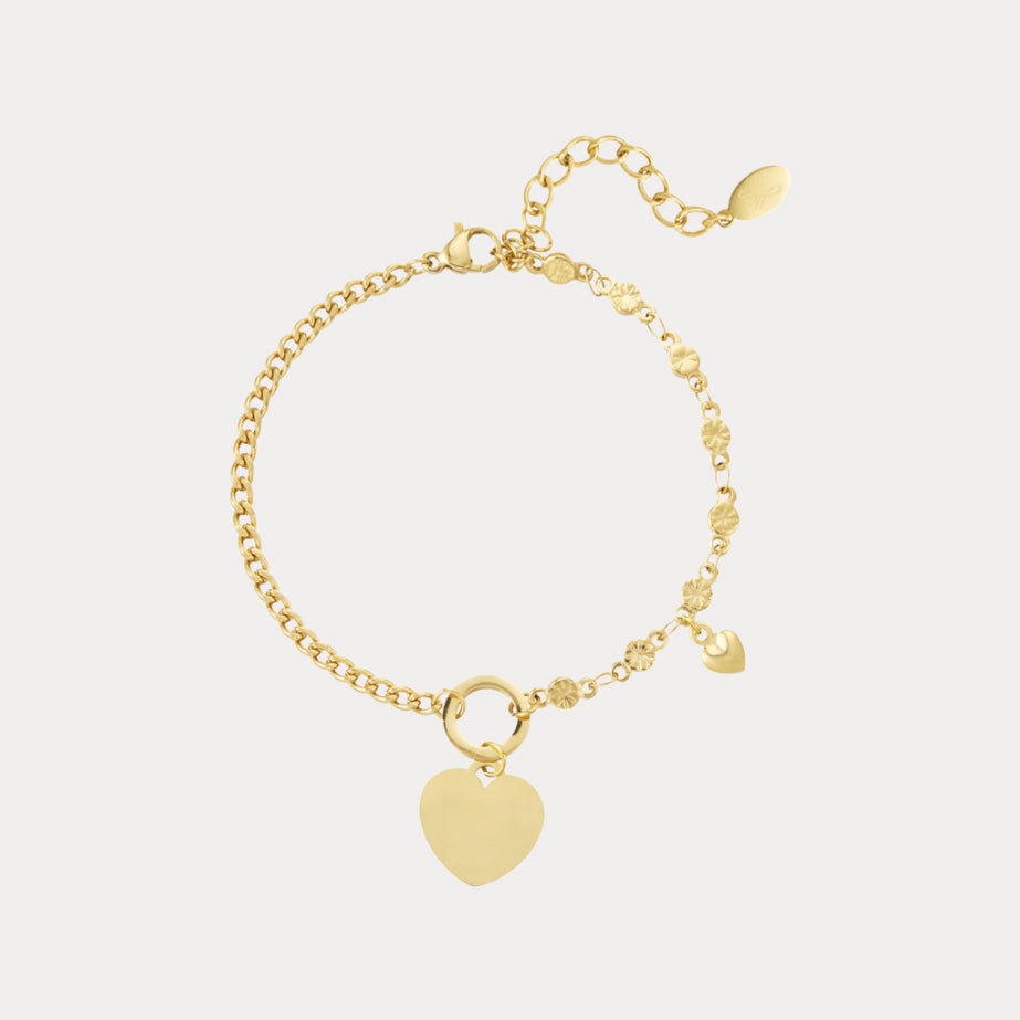 Hearted Chain Bracelet- gold