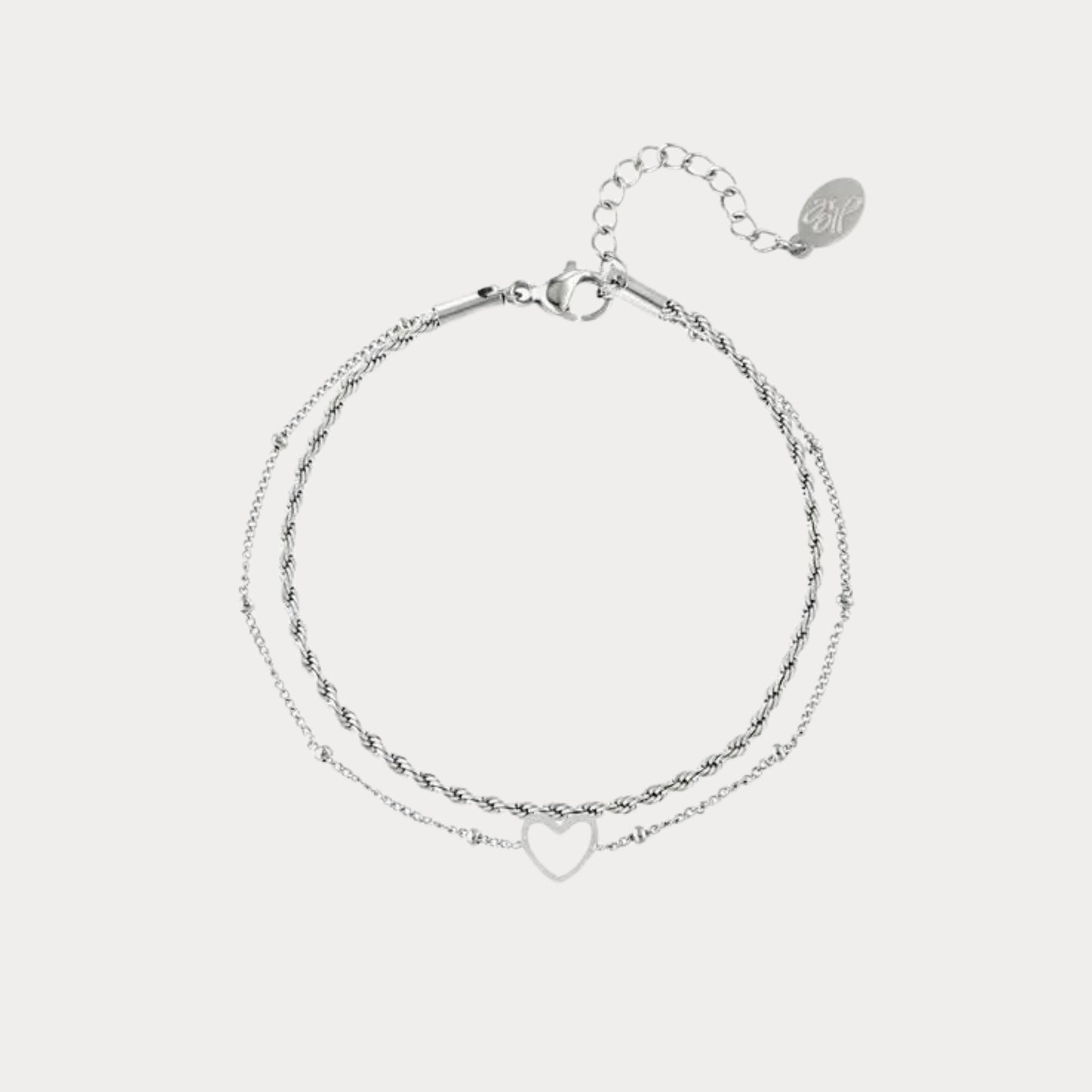Bracelet Twisted Heart - silver