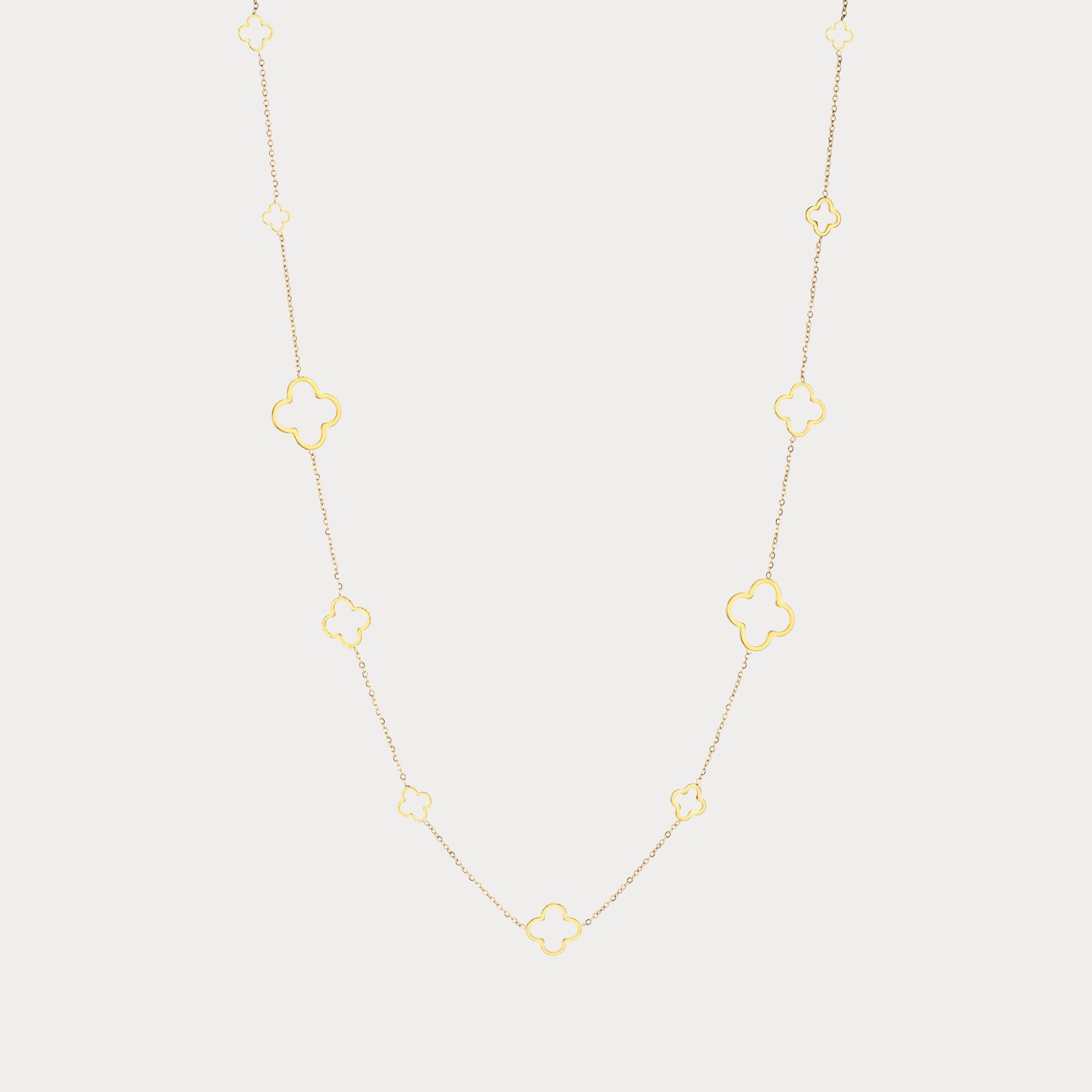 Long Clover Necklace - gold