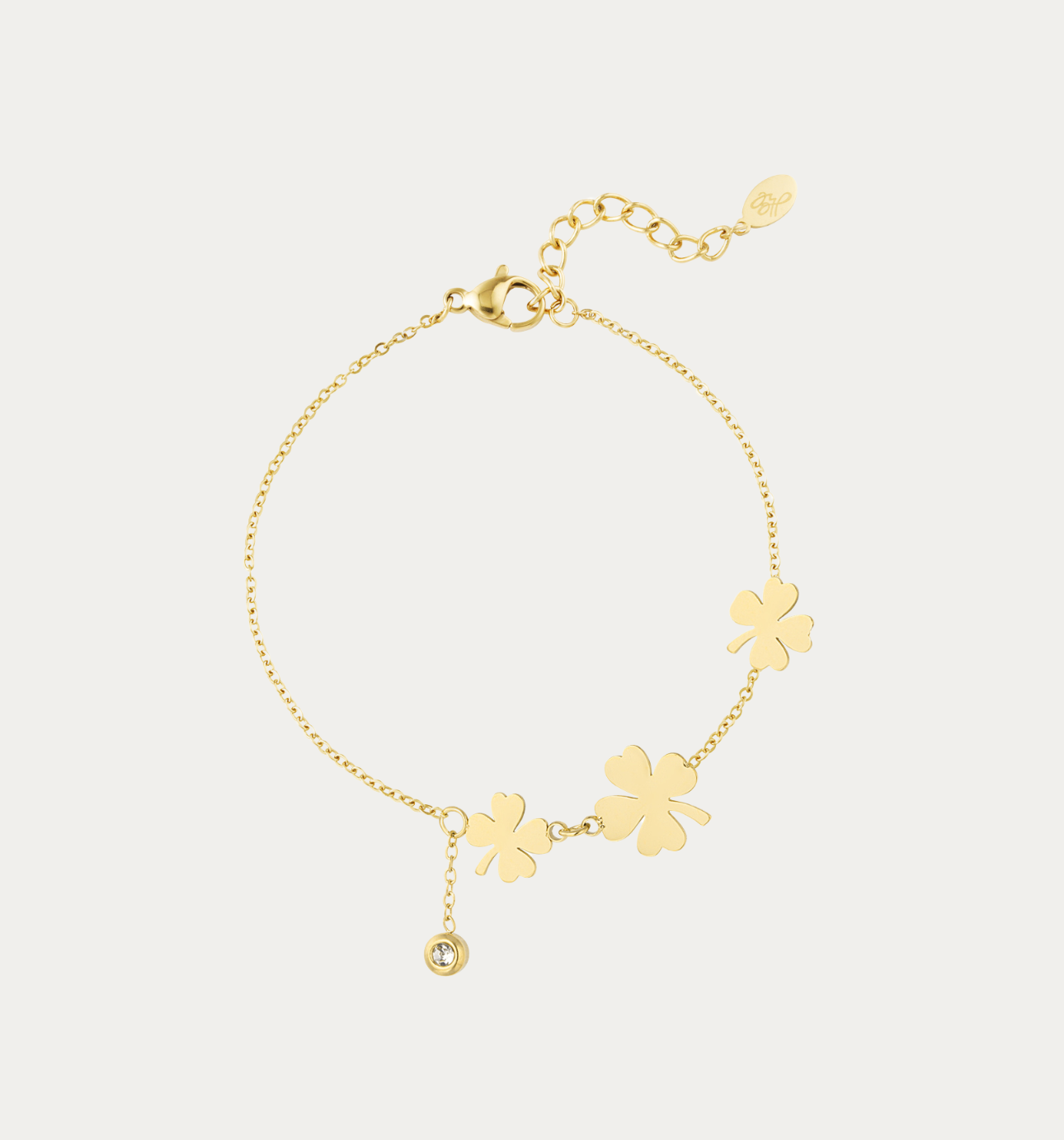 Bracelet Clovers And Stone - gold