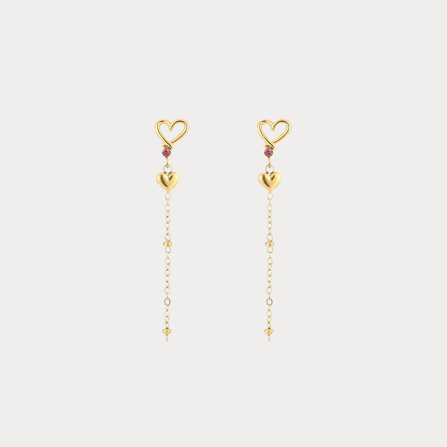 Pink Heart Earrings - gold