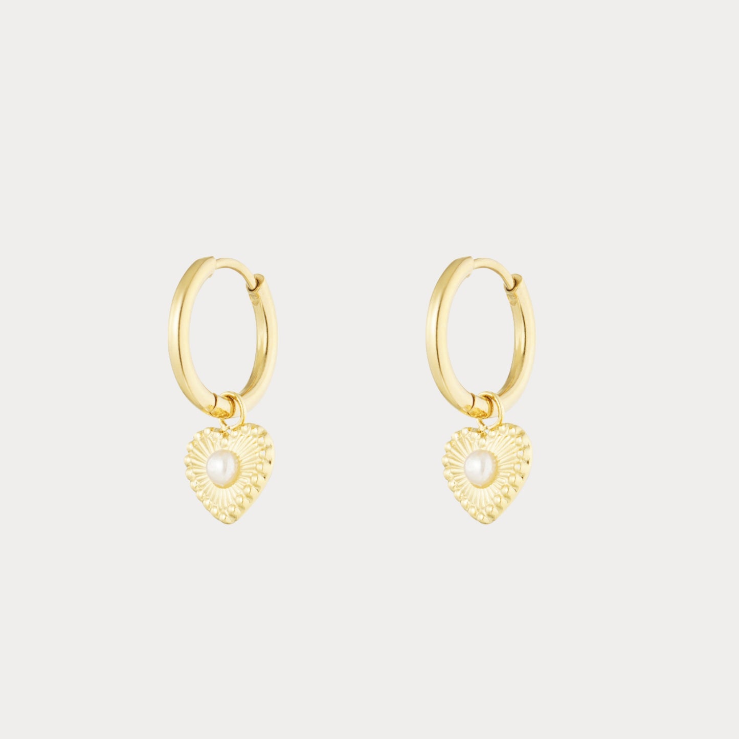 Pearl Heart Earrings - gold