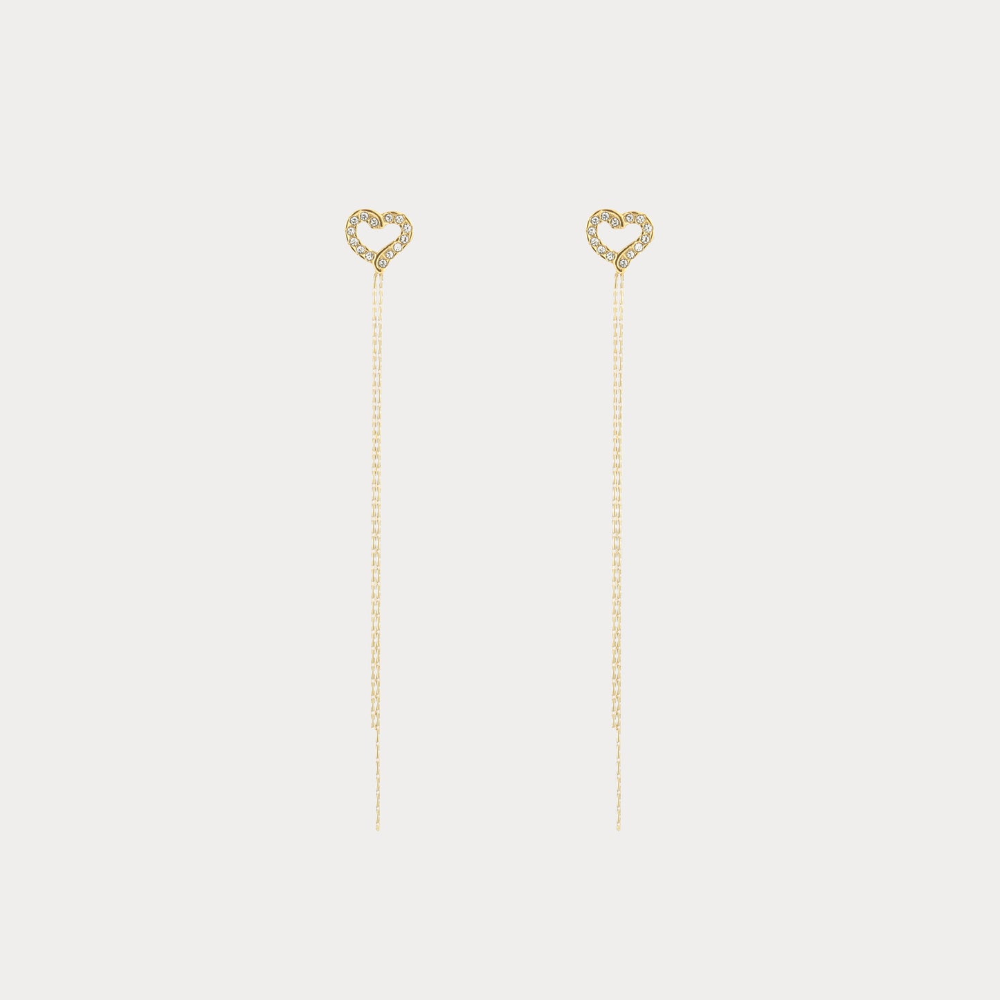 Heart Chain Earrings - gold