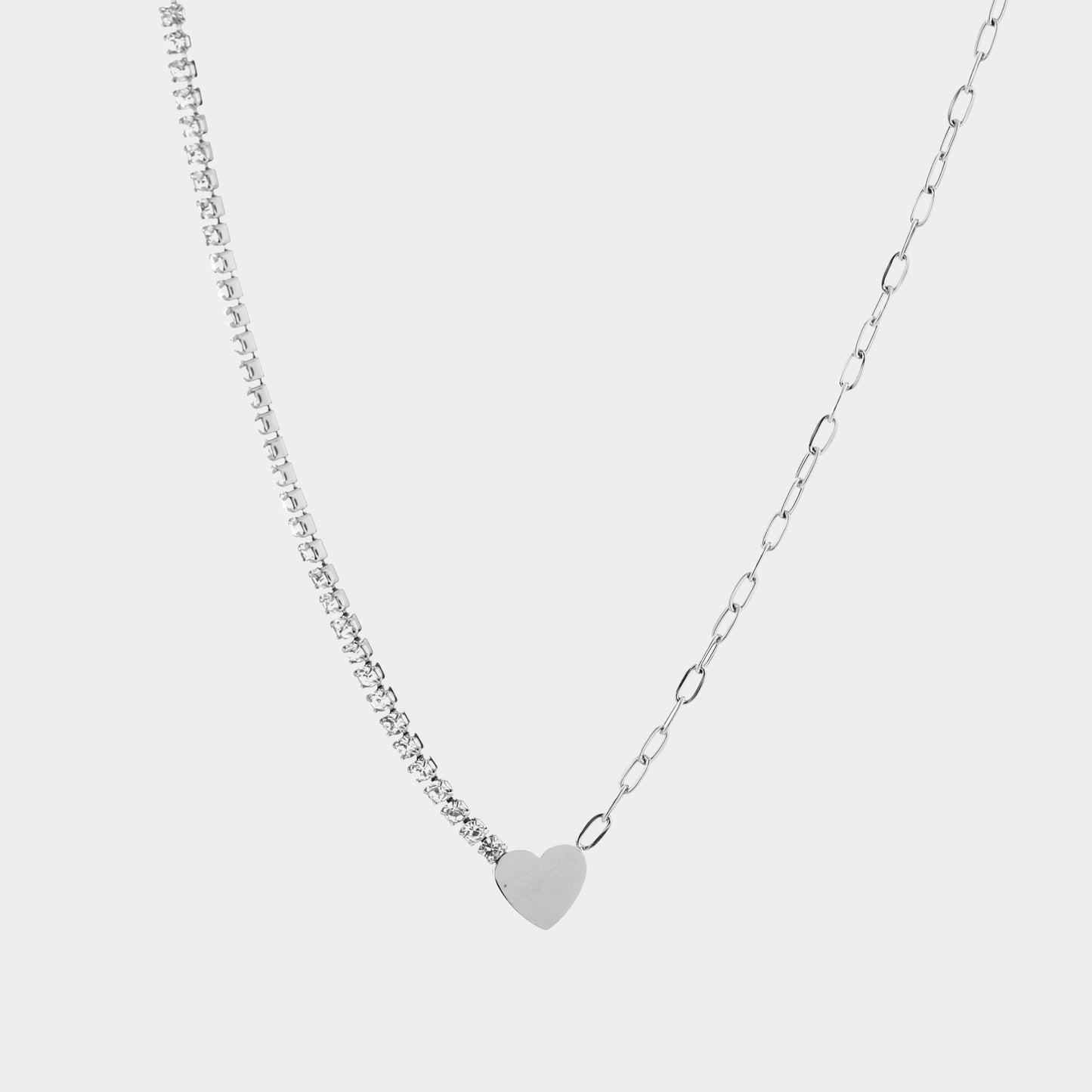 Tennis Heart Necklace - silver
