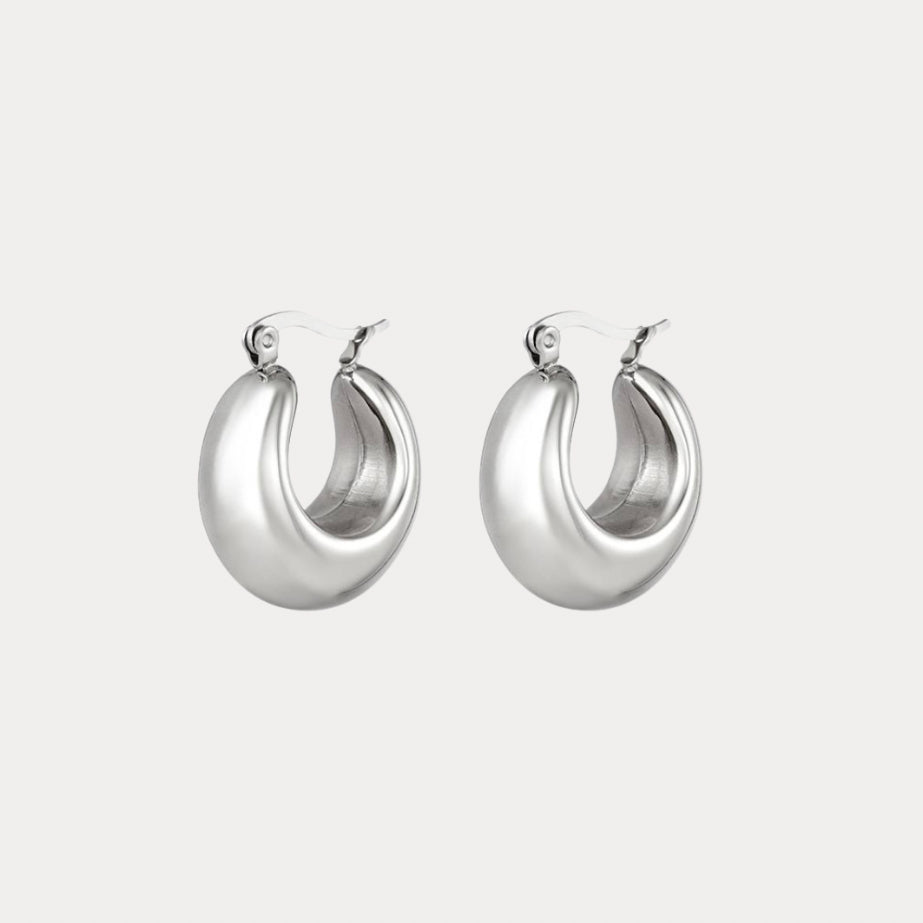 Bold Hoop Earrings - silver