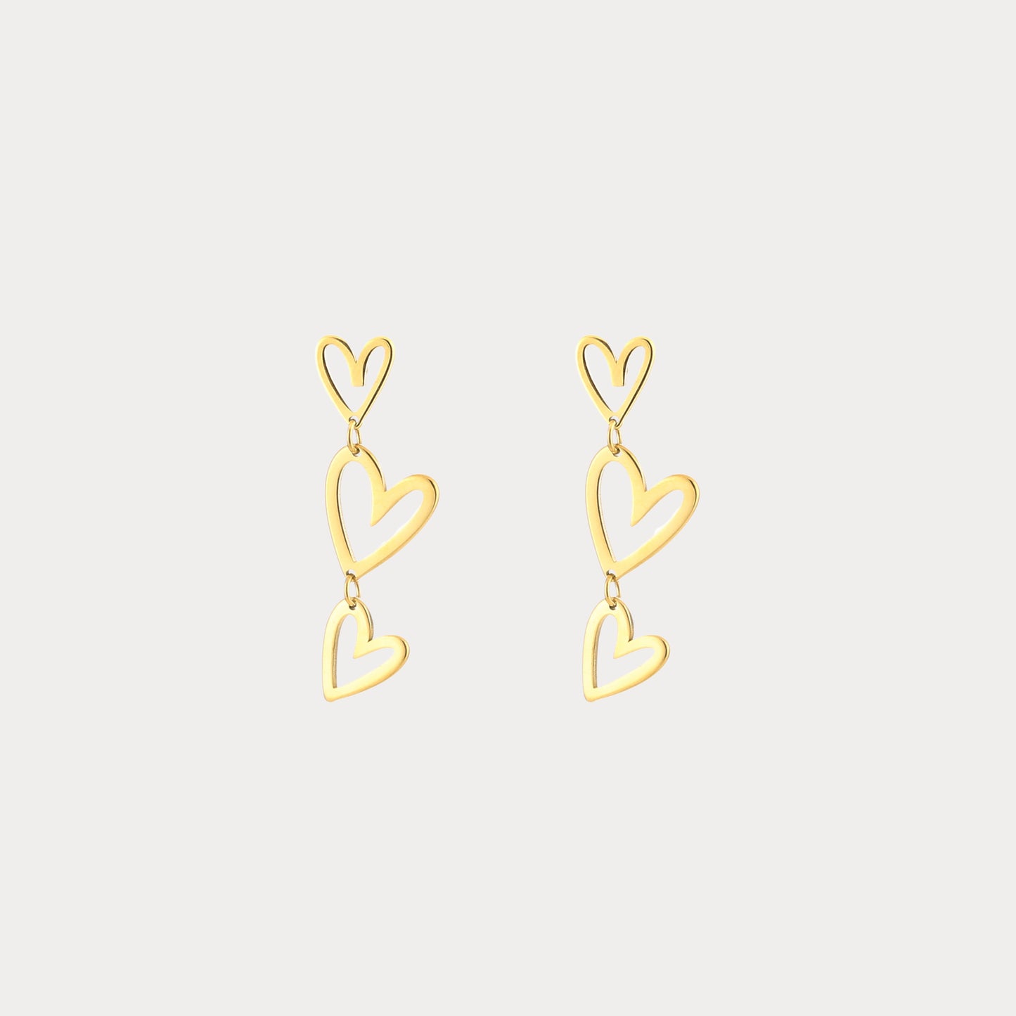 Three Hearts Earrings - gold