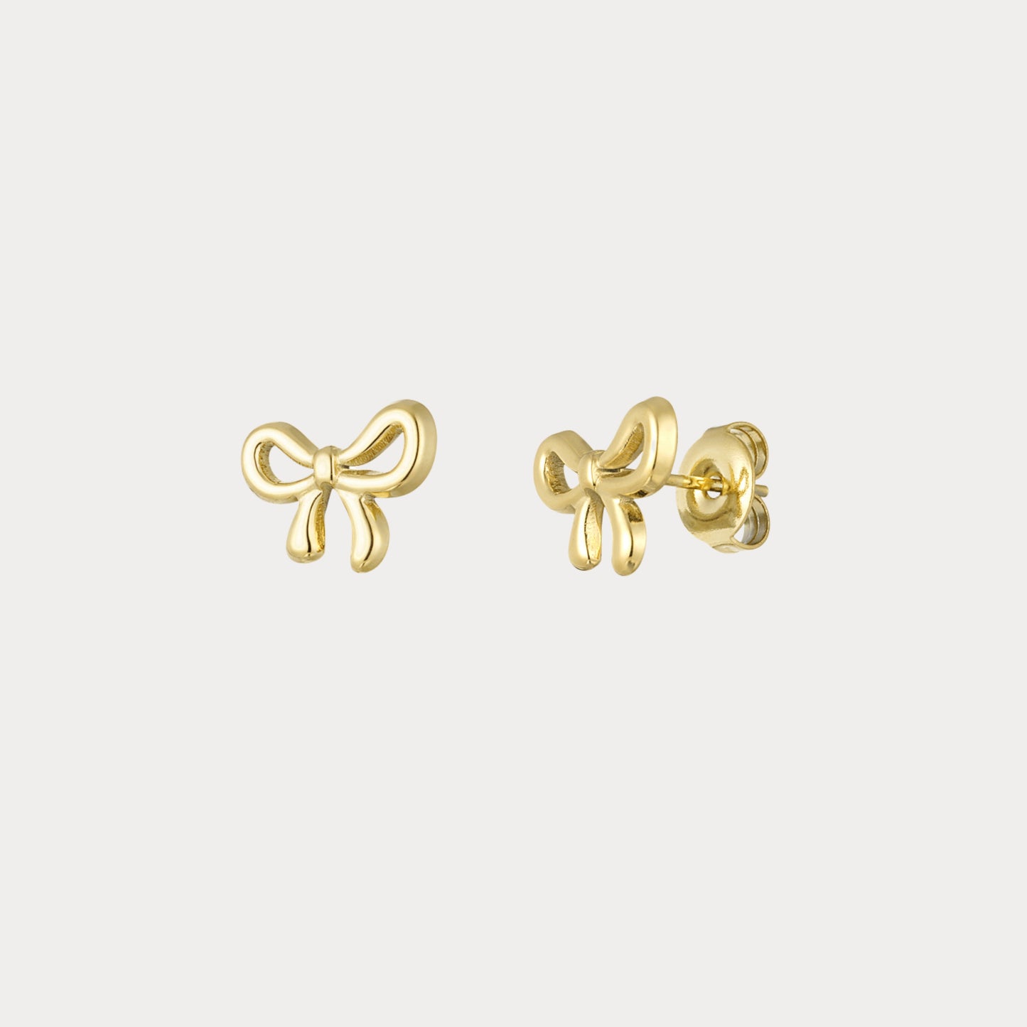 Bow Stud Earrings - gold