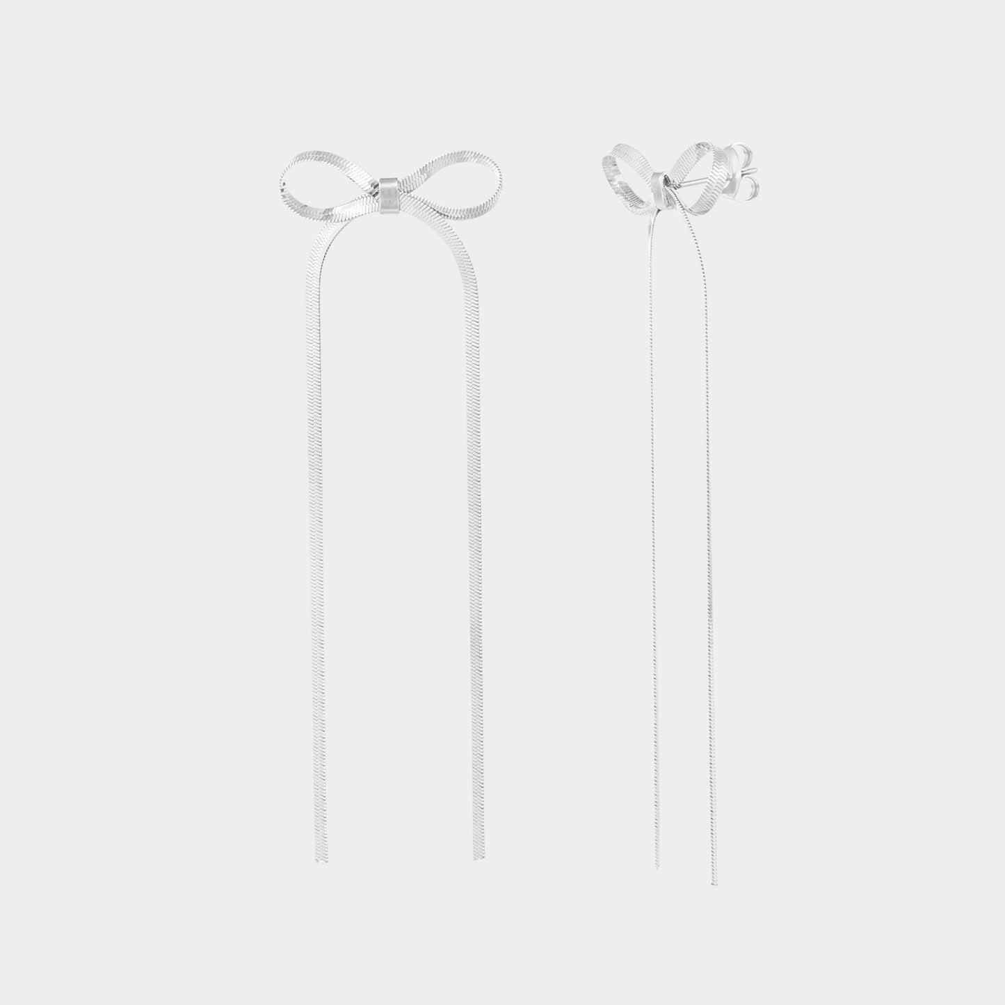Bow Tie Earrings - silver