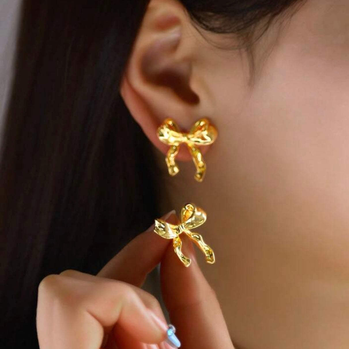 Cute Bow Earrings - gold