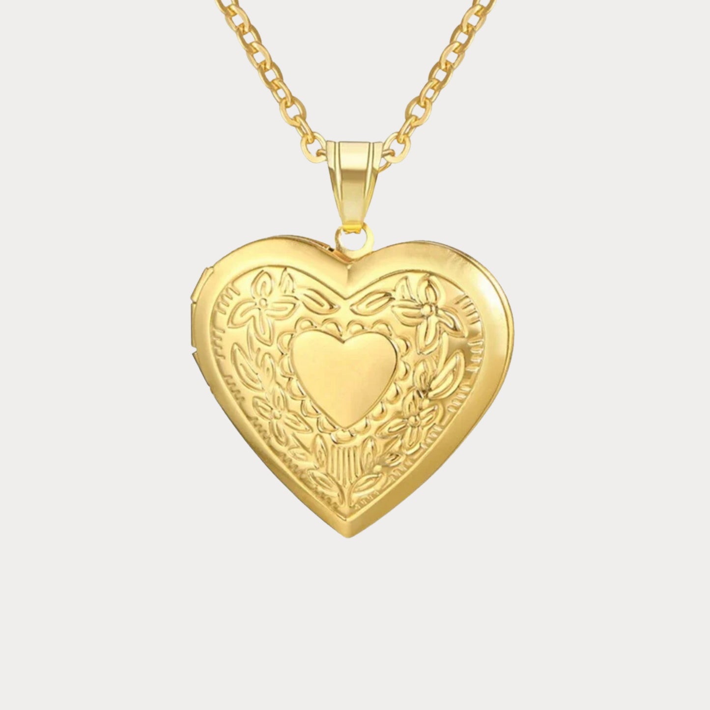 Vintage Heart Frame Necklace - gold