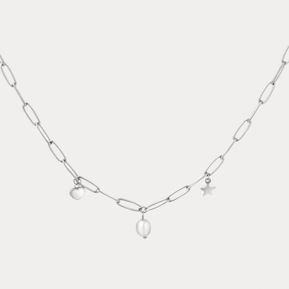 Star Pearled Necklace - silver