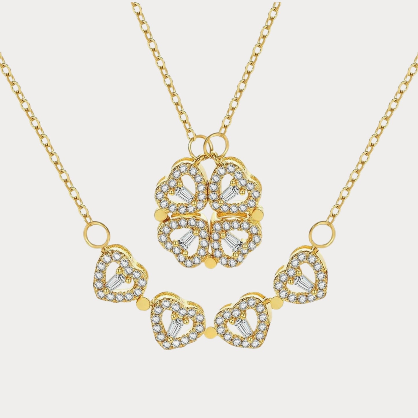 2 in 1 Clover Necklace - gold