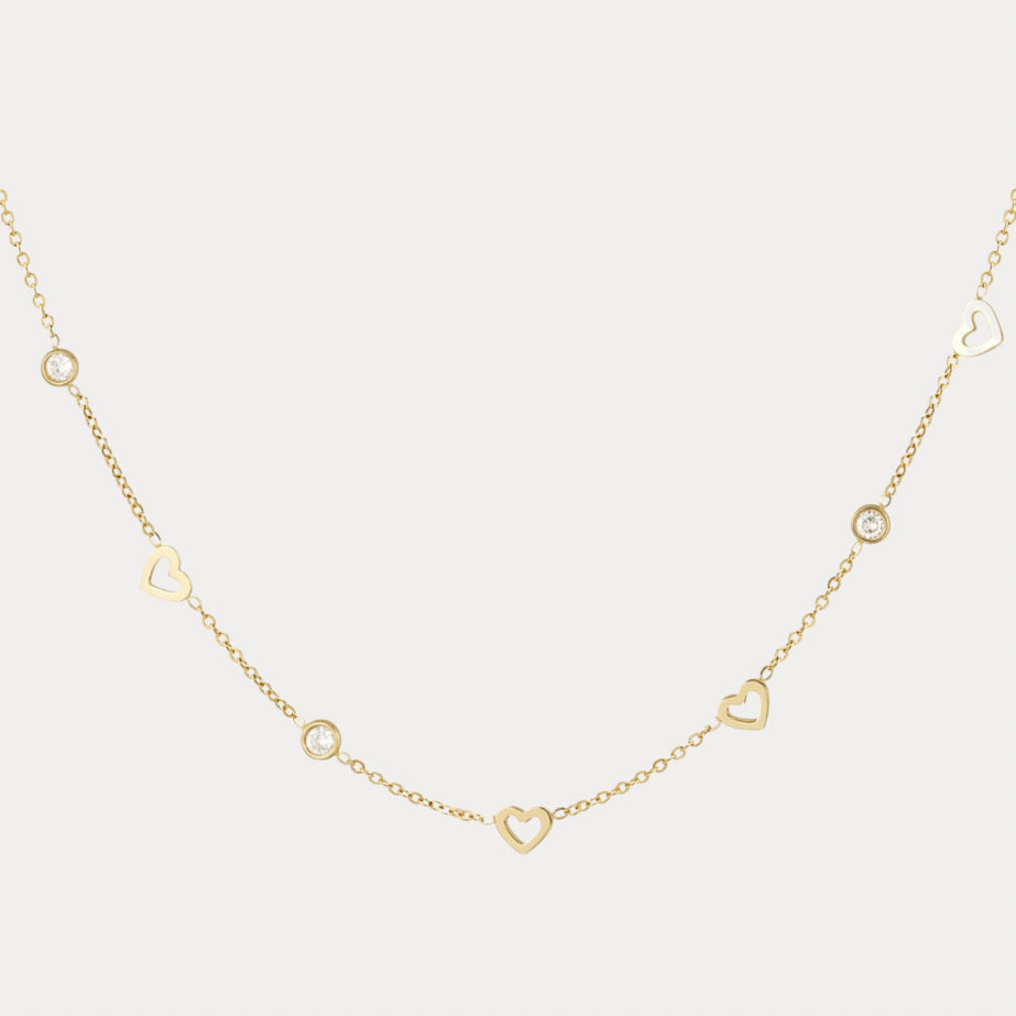 Shiney Hearts Necklace - gold