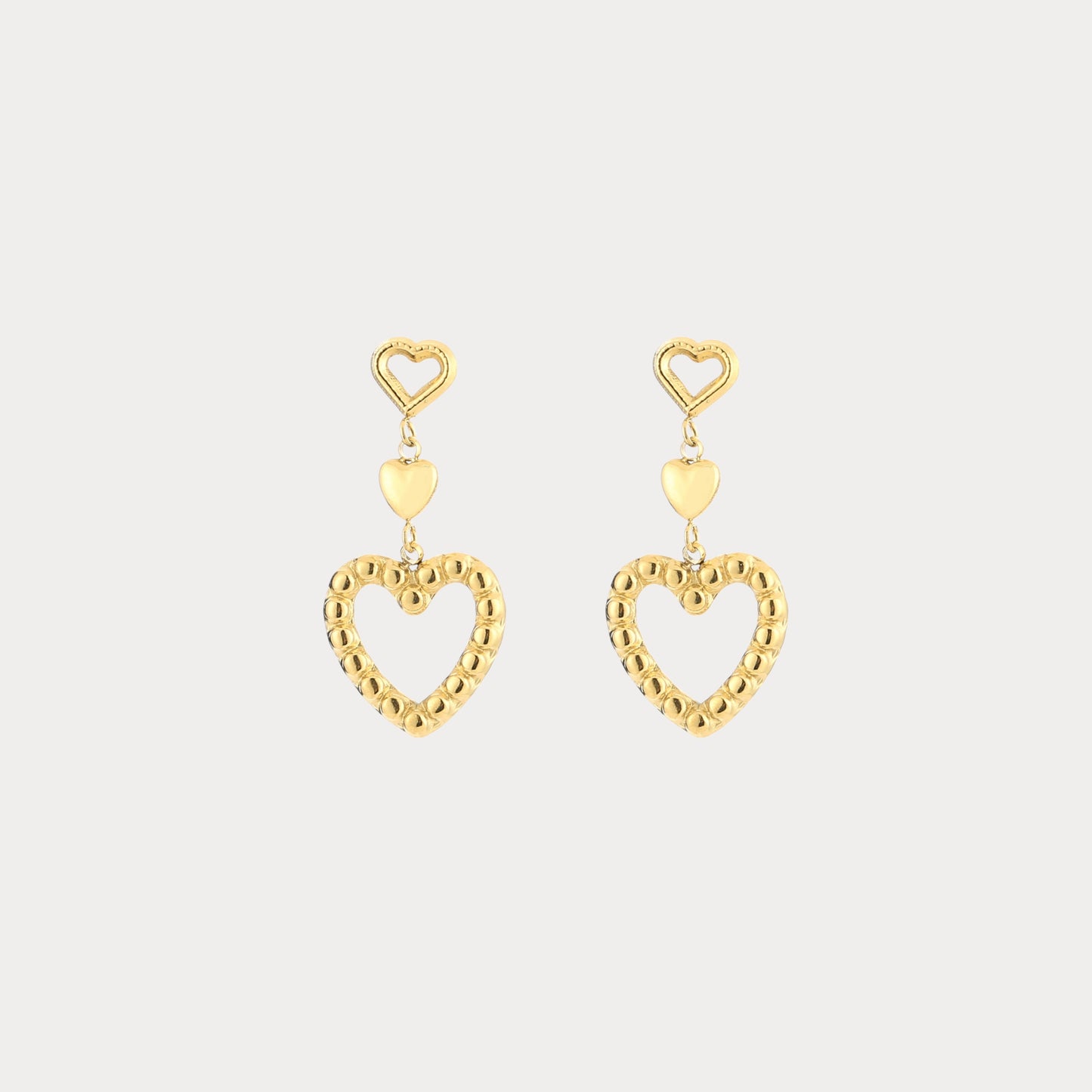 Cute Hanging Love Earrings - gold