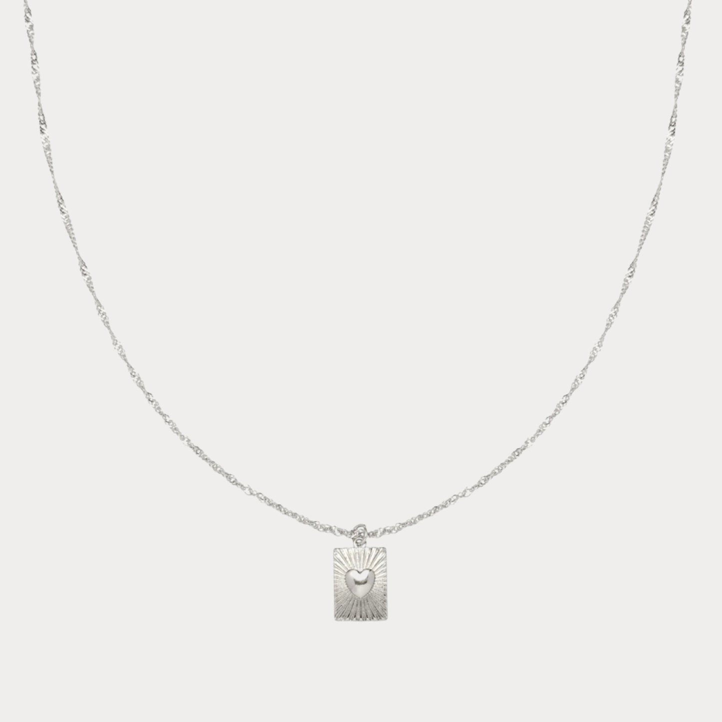 Heart Tag Necklace - silver