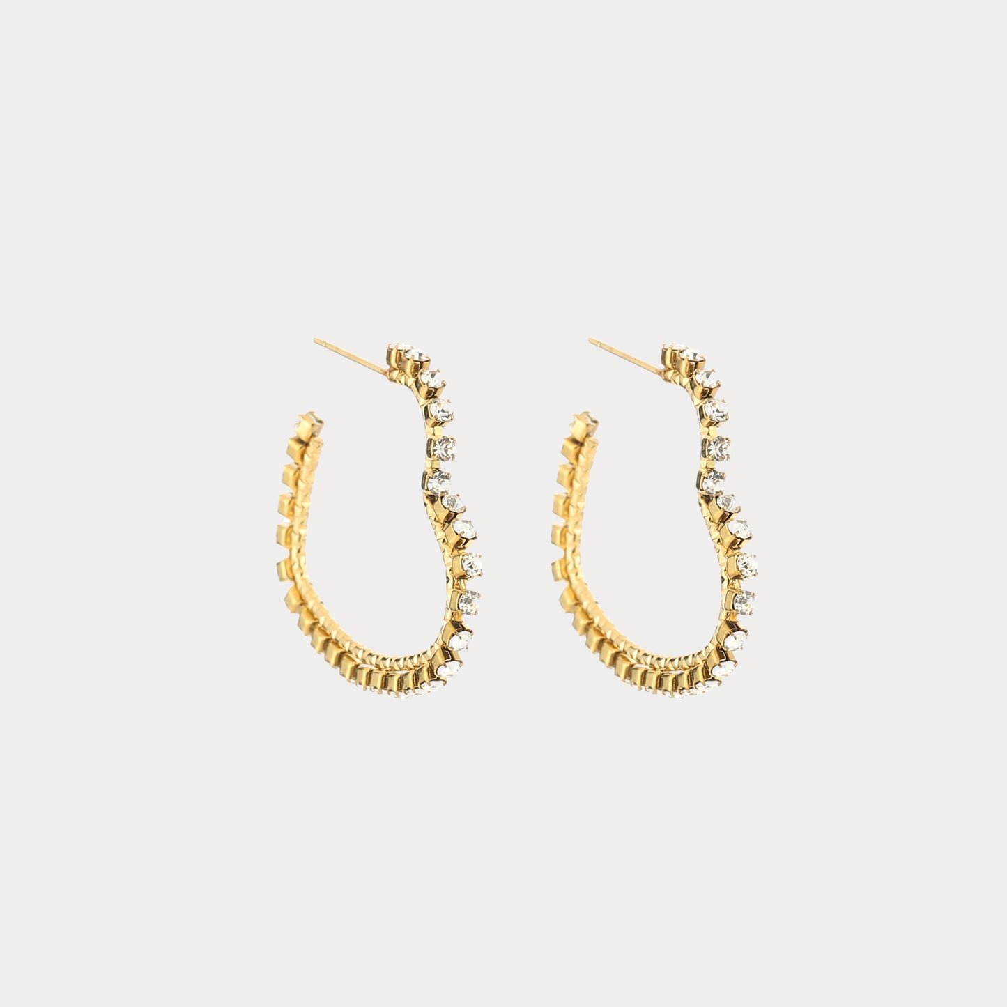 Rhinestone Heart Earrings - gold