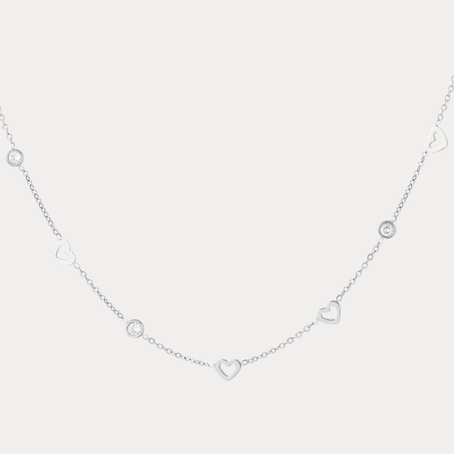 Shiney Hearts Neckace - silver