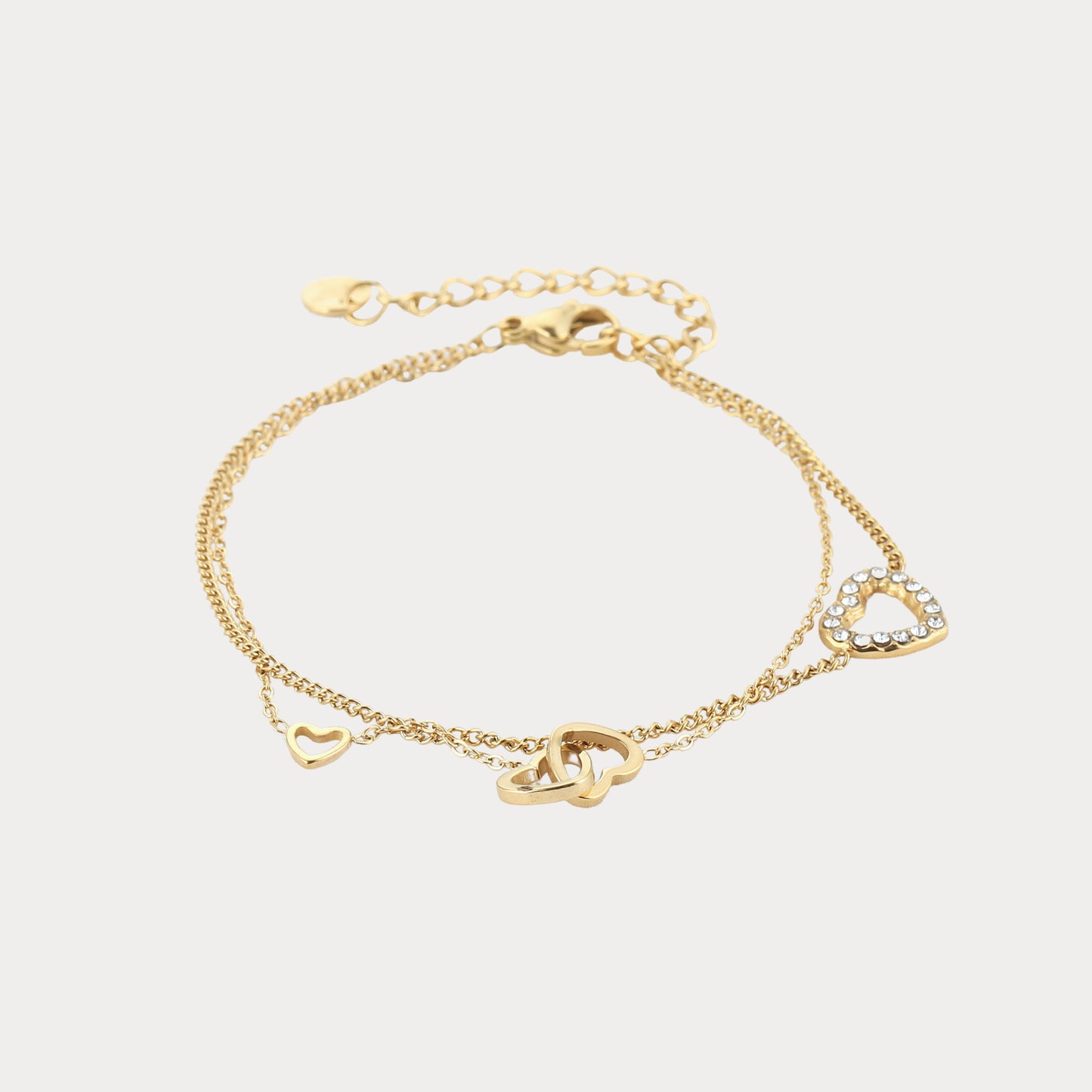 Layered Open Hearts Bracelet - gold