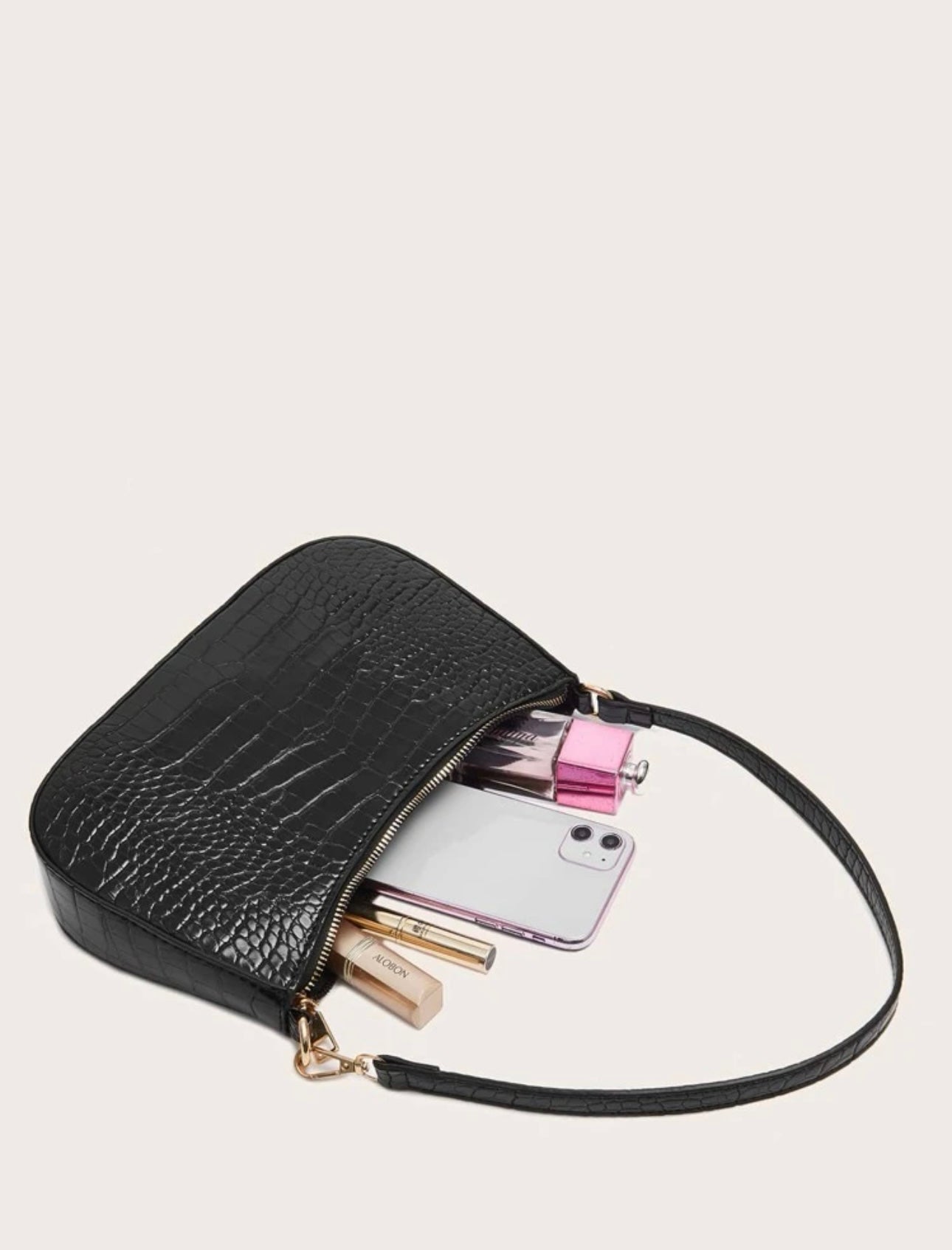Gold Details Croco Bag