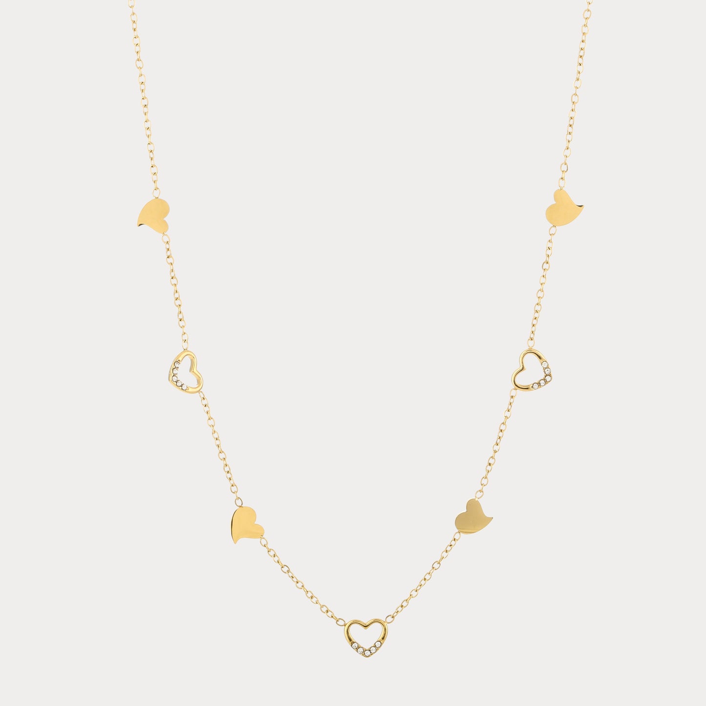Open And Closed Love Necklace - gold