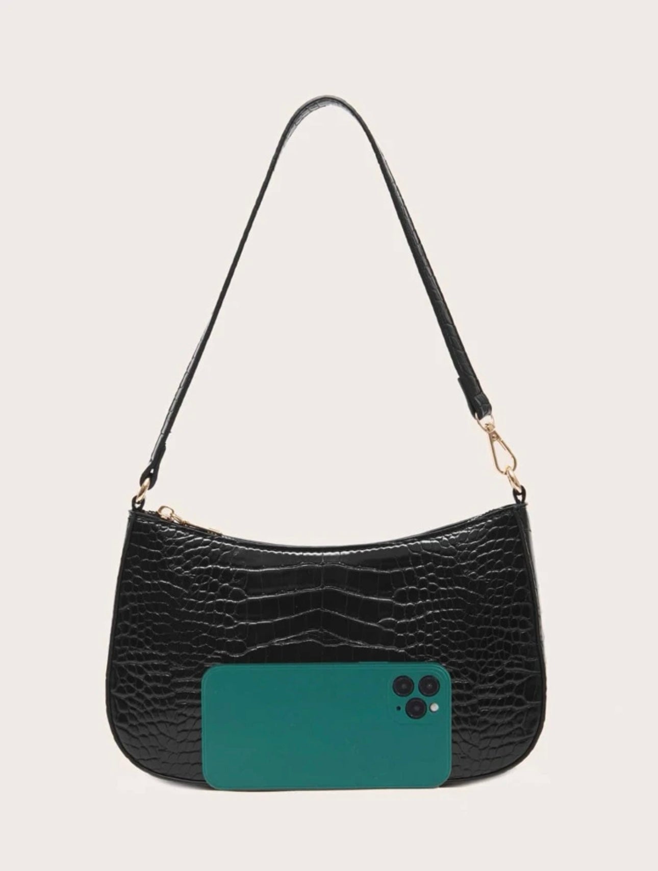 Gold Details Croco Bag