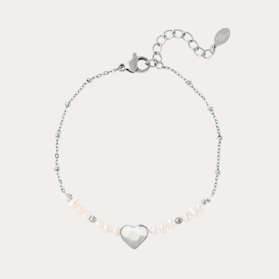 Bracelet Pearls & Heart - silver