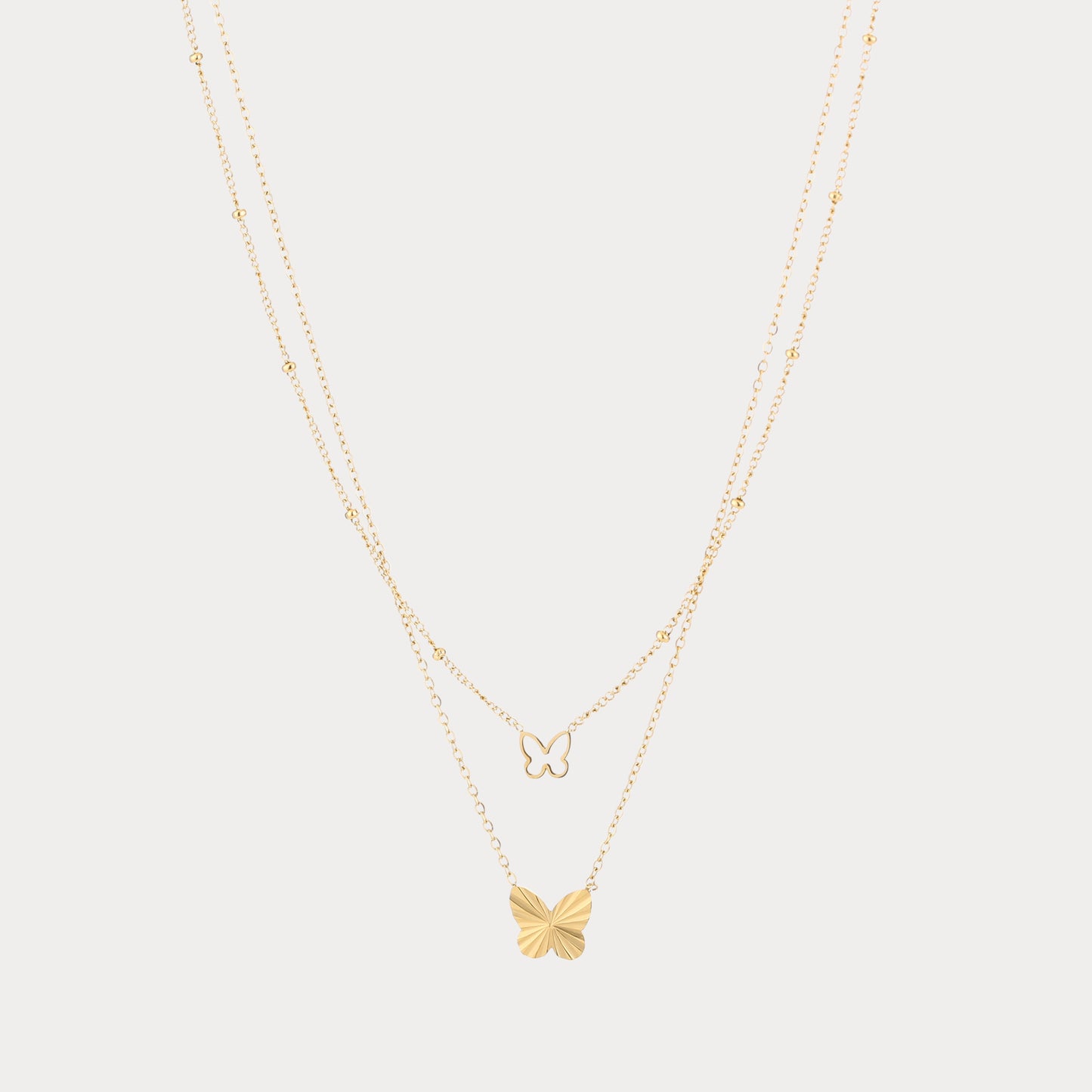 Double Butterfly Necklace - gold