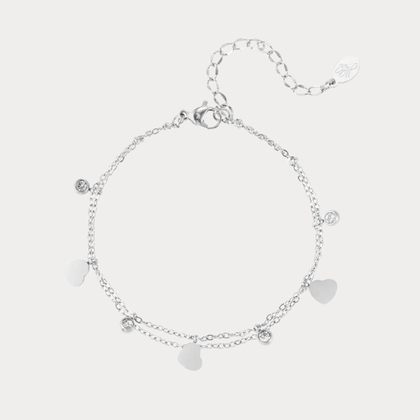 Heart Diamonds Bracelet - silver