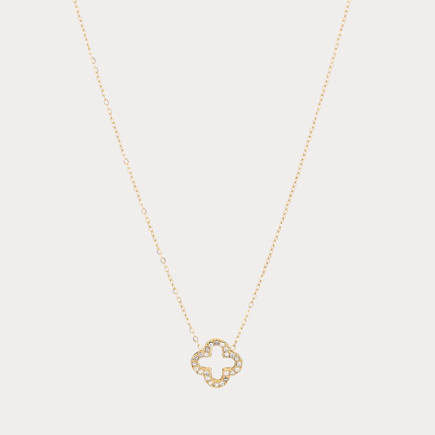 Brass Clover Necklace - gold