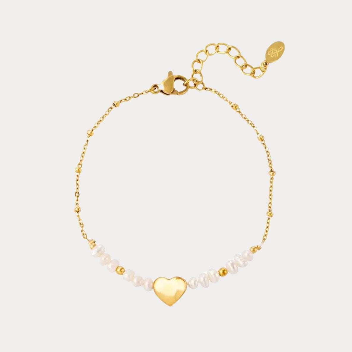 Bracelet Pearls & Heart - gold