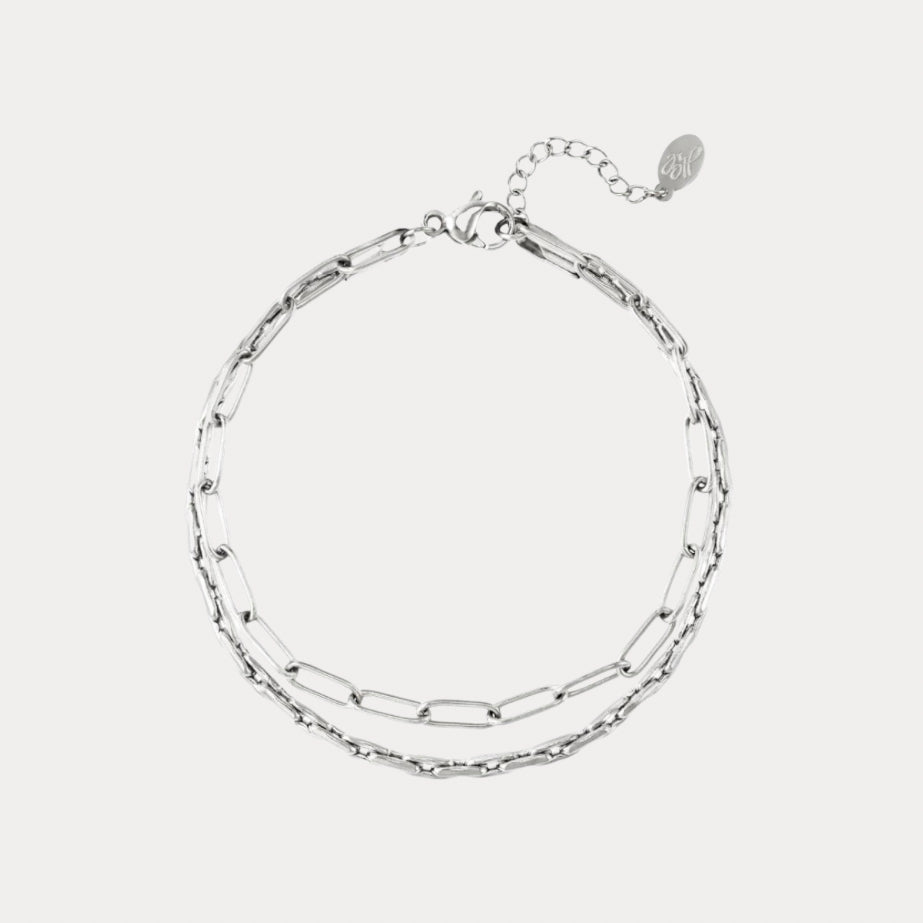 Layered Chain Bracelet - silver