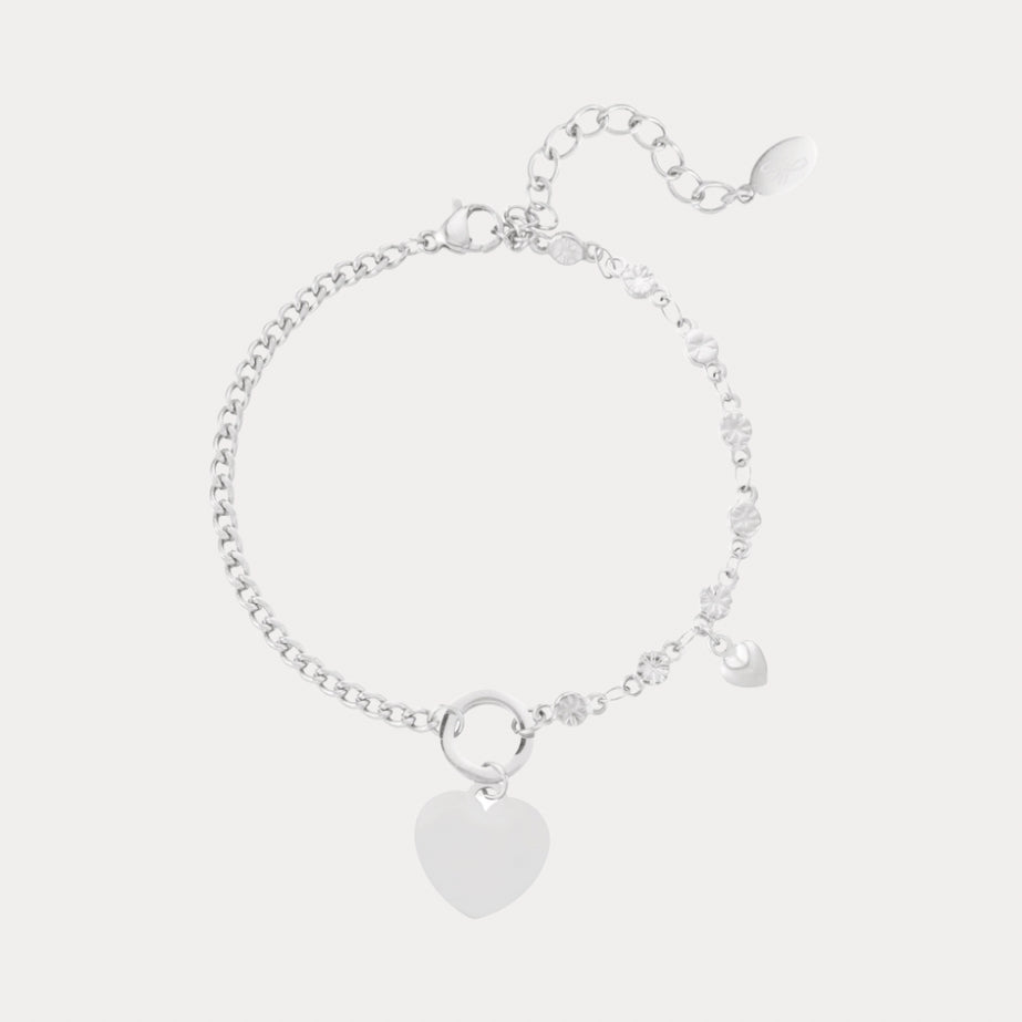 Hearted Chain Bracelet - silver