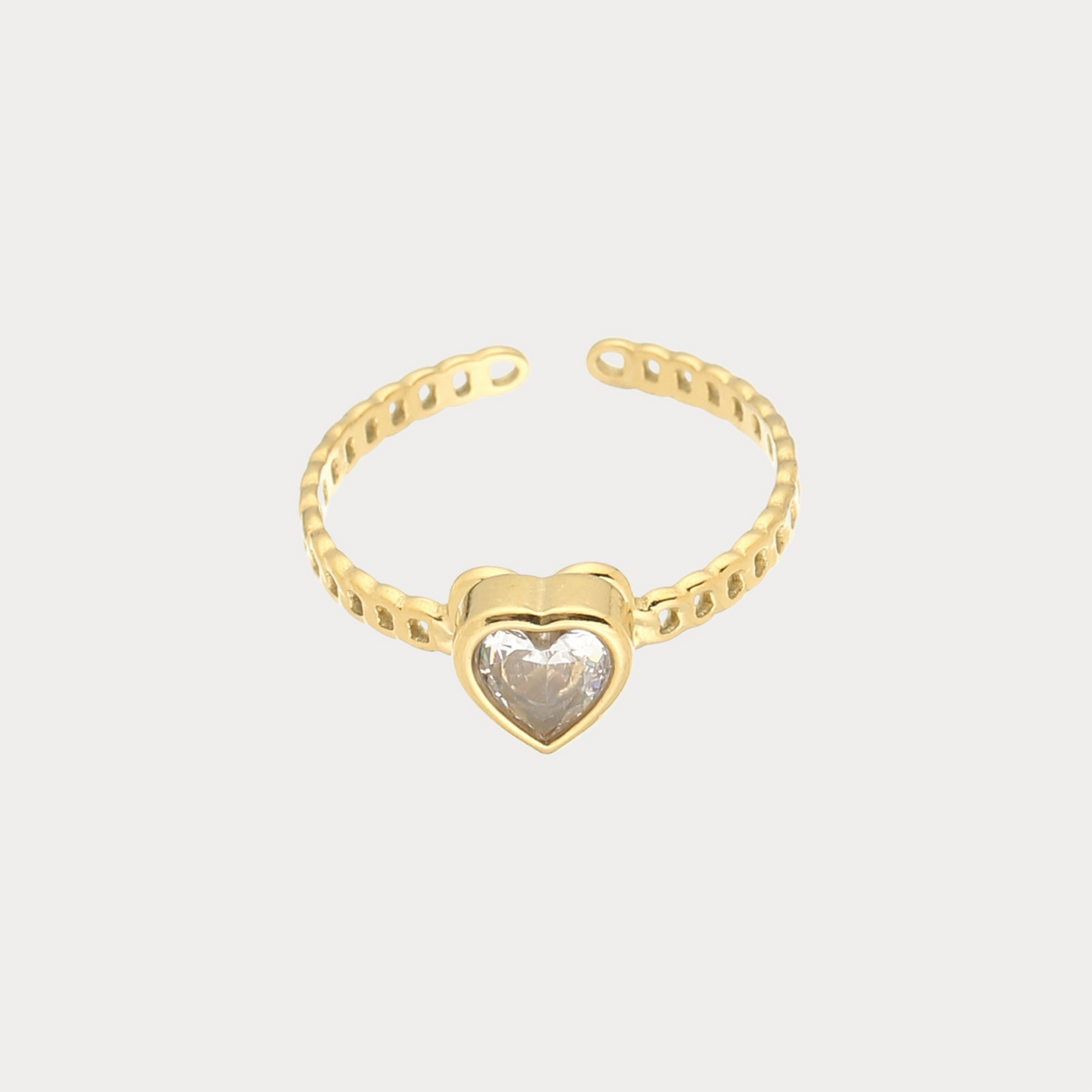 Clear Heart Ring - gold
