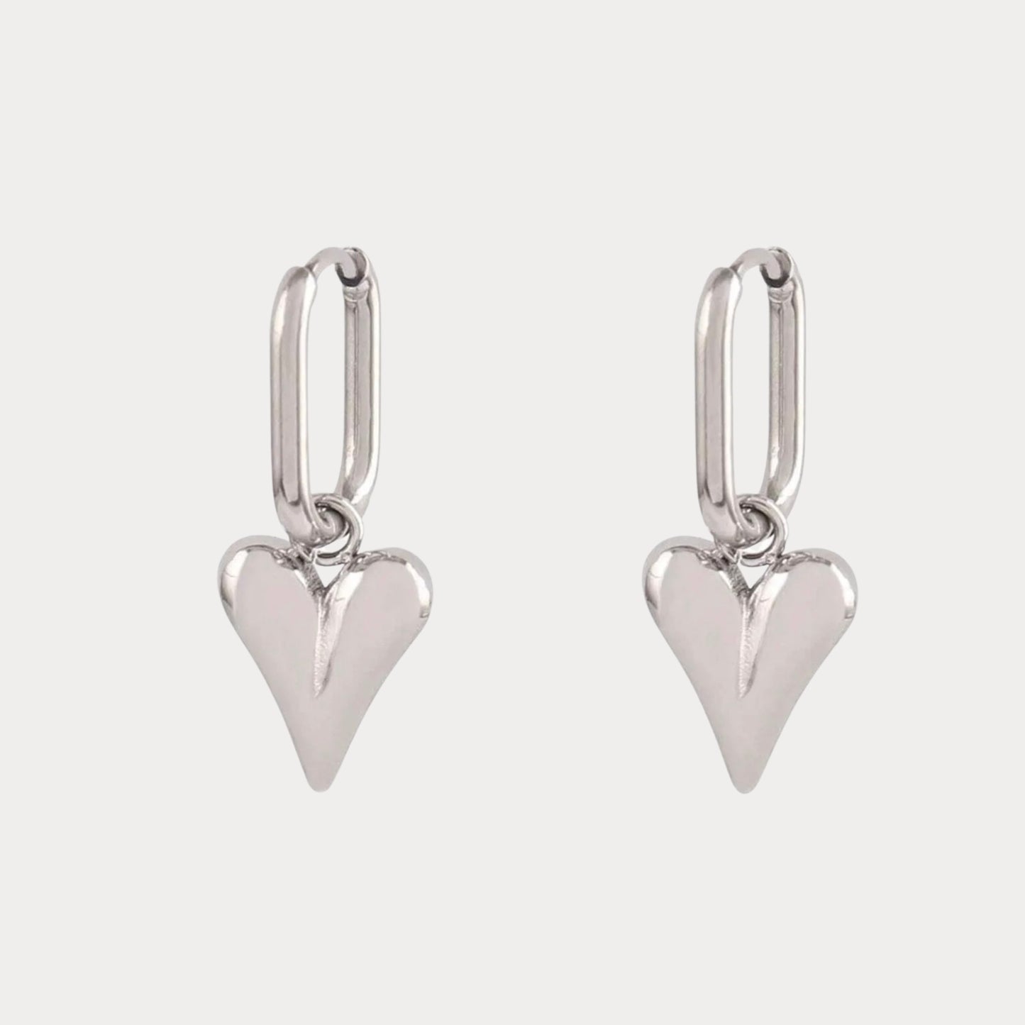 Lovely Heart Earrings - silver