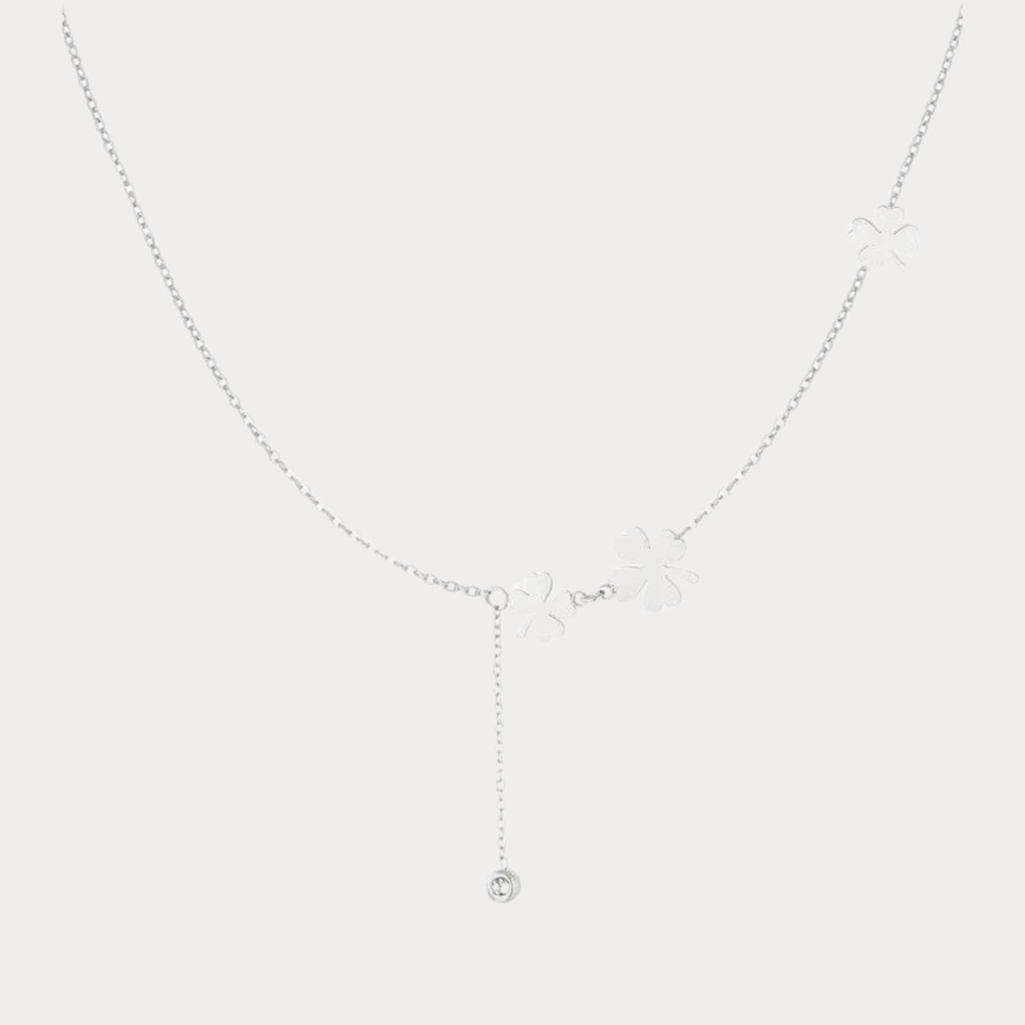 Dropped Clover Necklace - silver