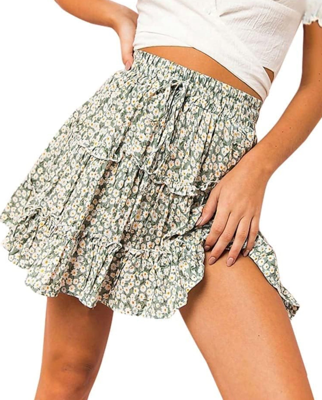 Green Flowers Skirt