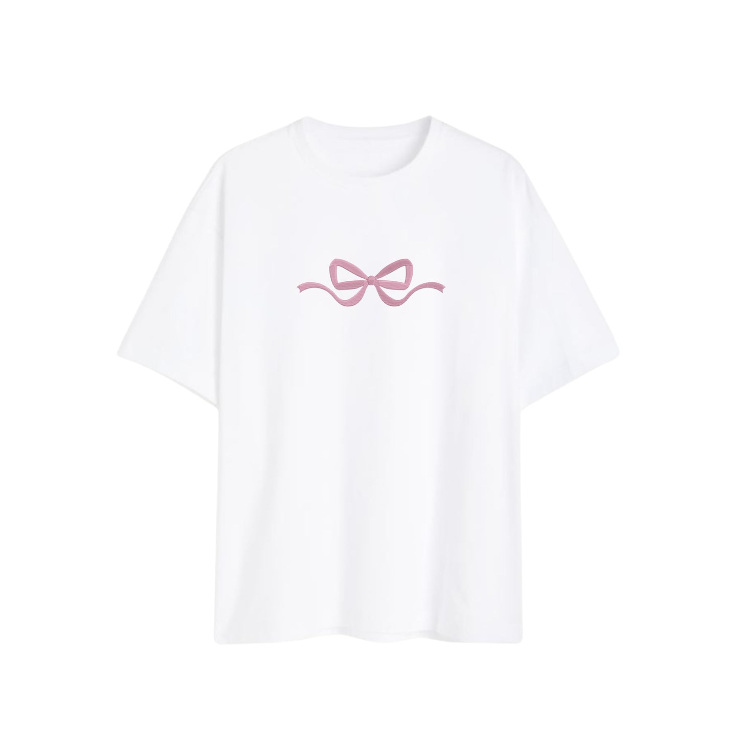 Pink Bow Tee White