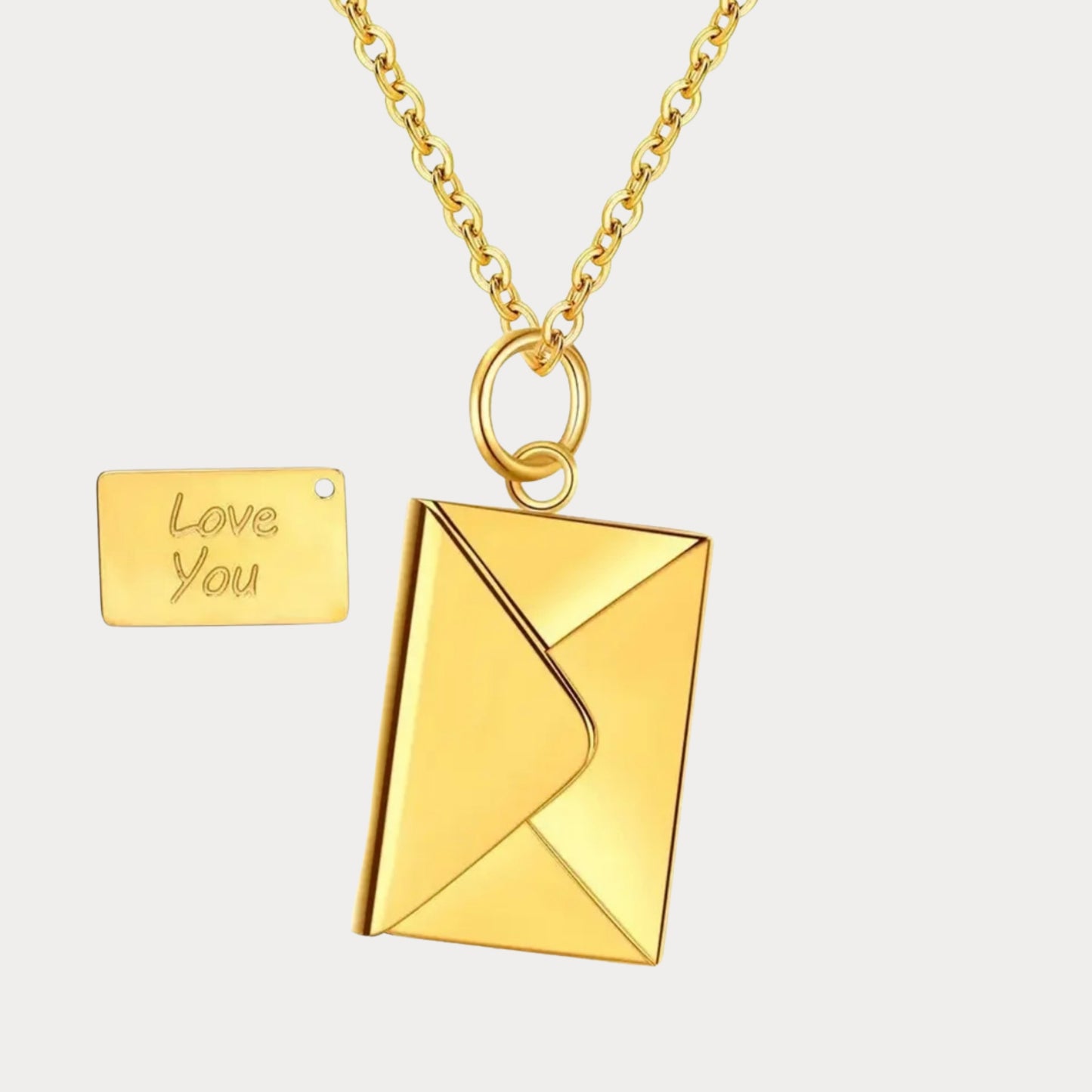 Love You Card Necklace - gold