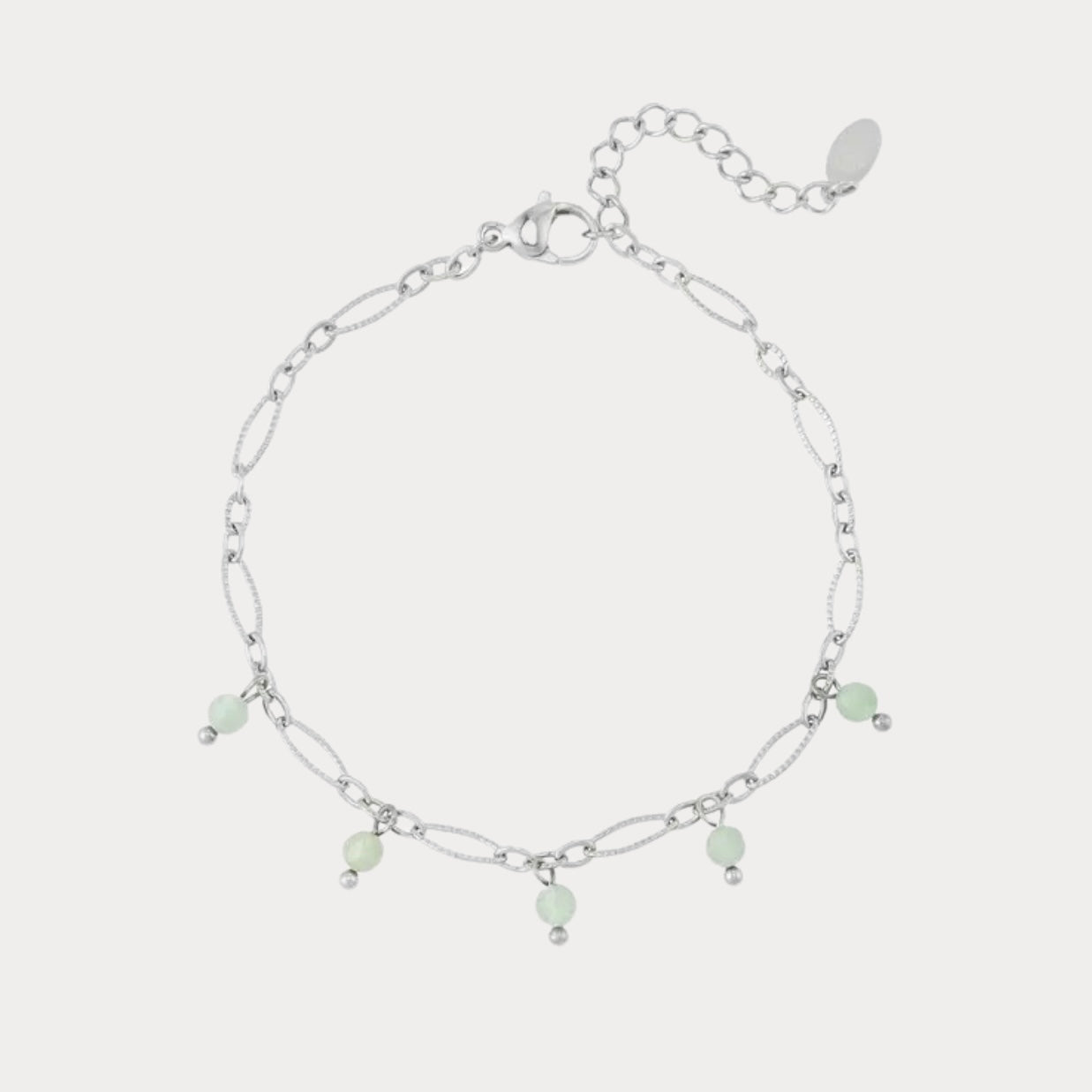 Green Beads Bracelet - silver