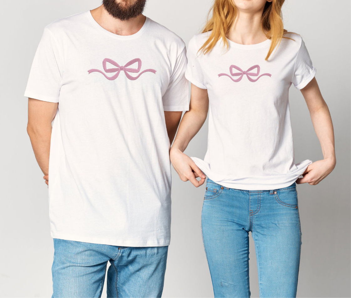 Pink Bow Tee White