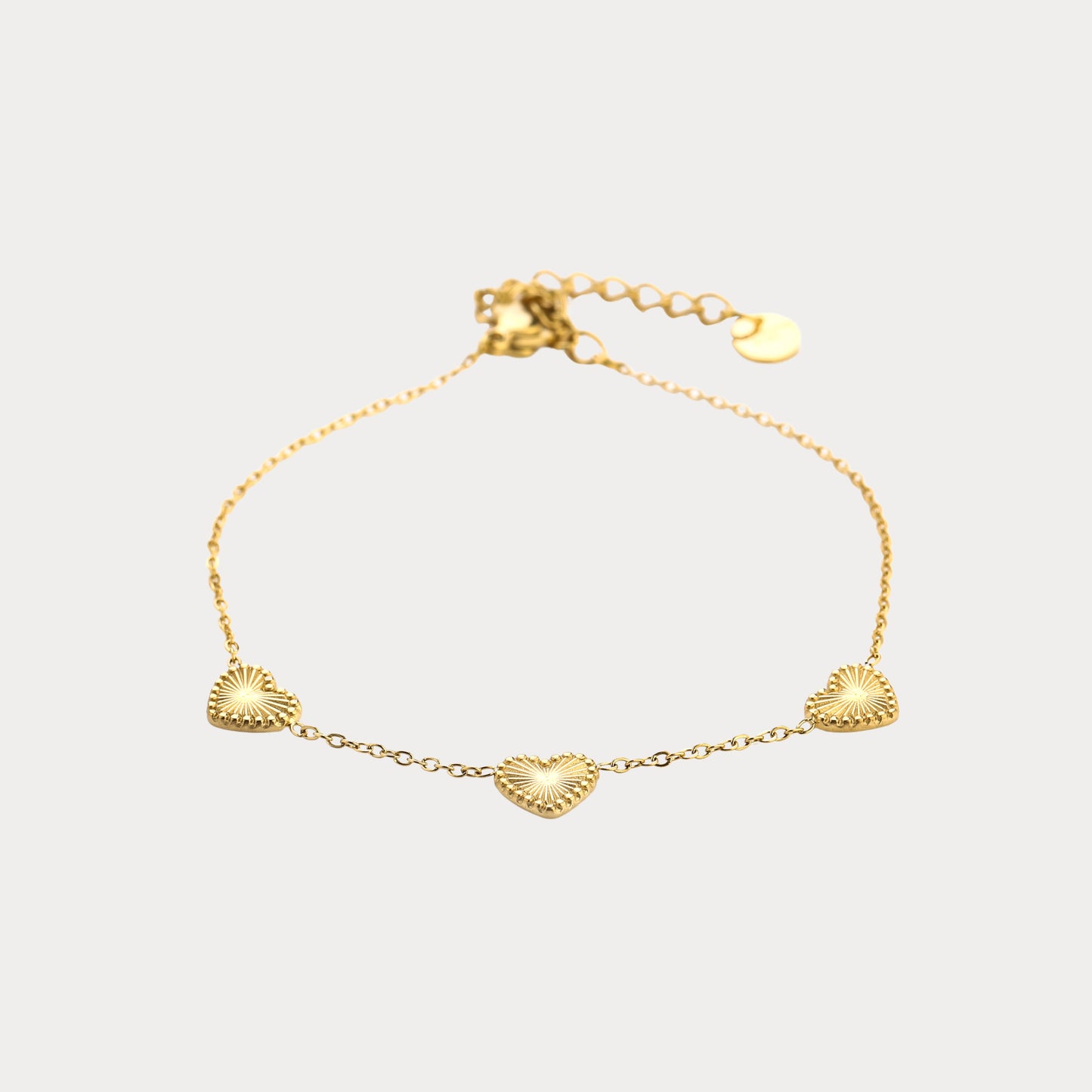 Cute Trio Heart Bracelet - gold