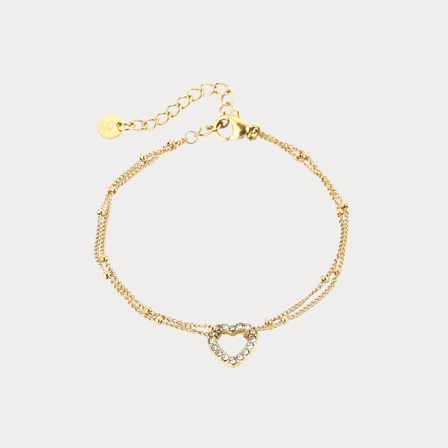 Double Layered Heart Bracelet - gold