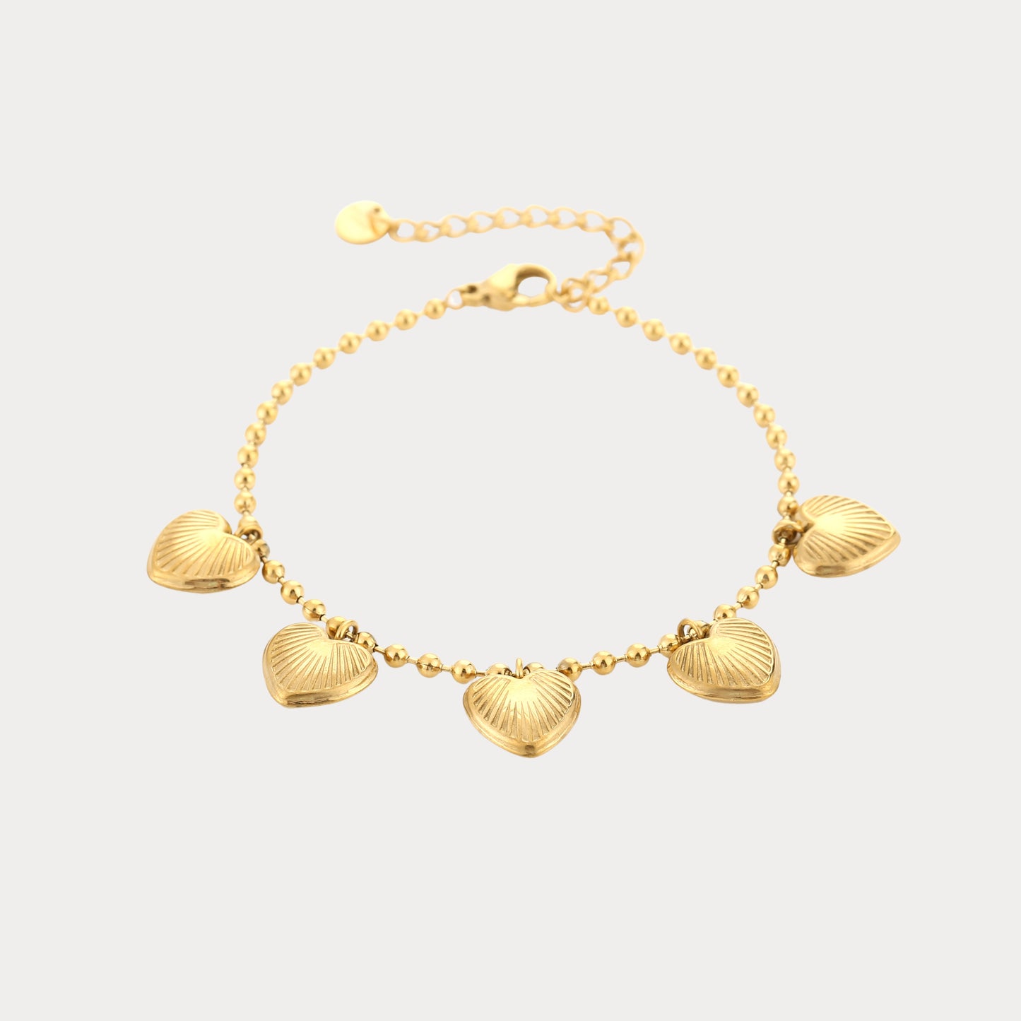 Heart Charm Bracelet - gold